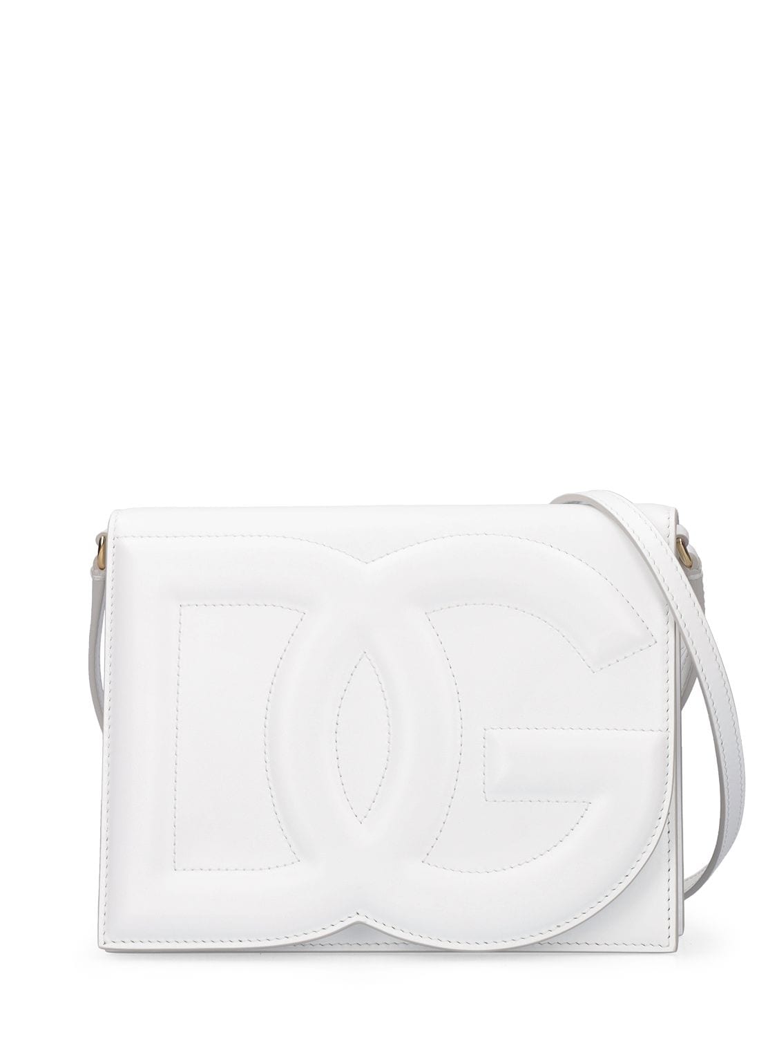 Dolce & Gabbana Dg Logo Leather Shoulder Bag In Optic White