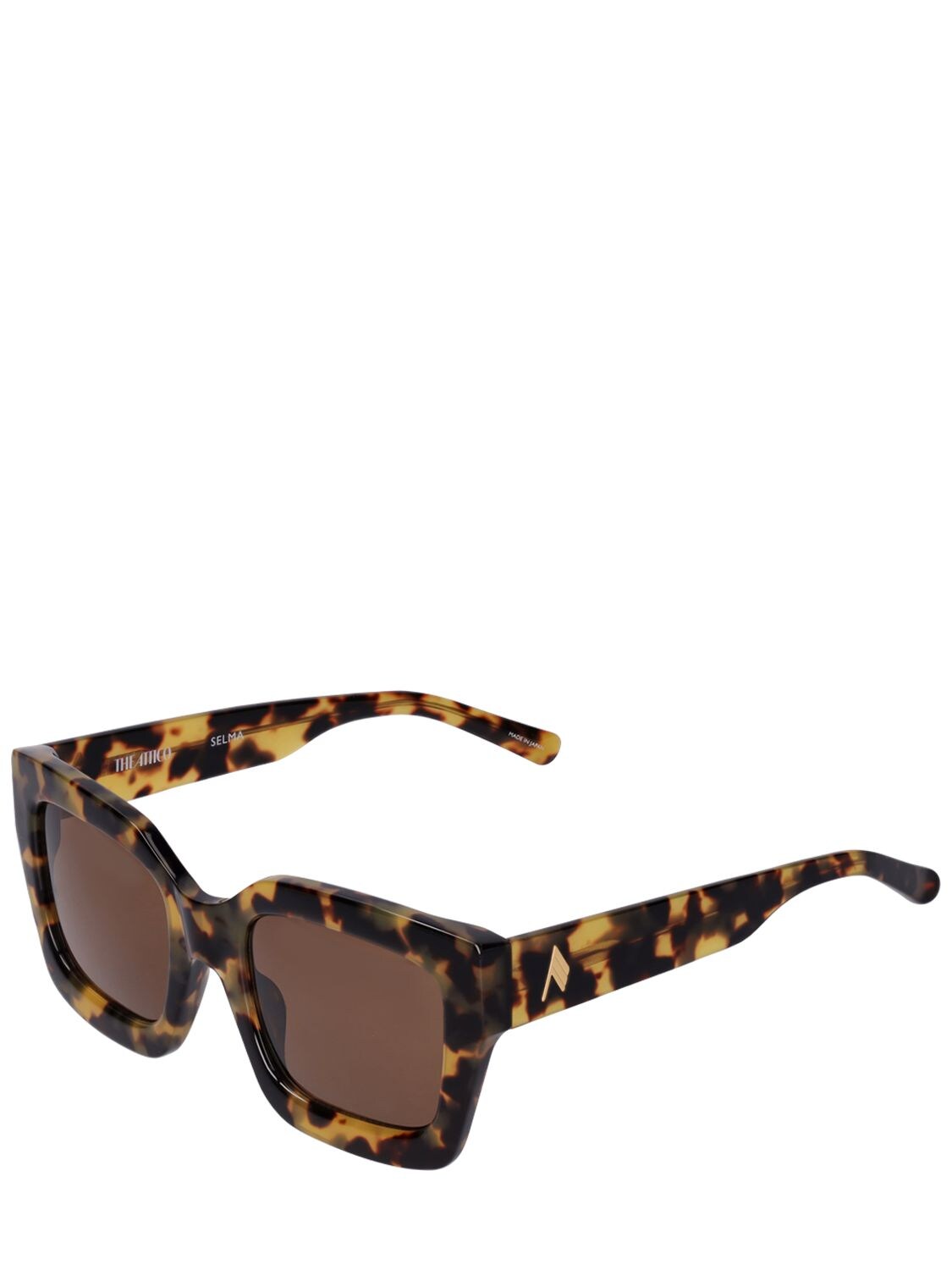 Shop Attico Selma Squared Acetate Sunglasses In T-shell,brown