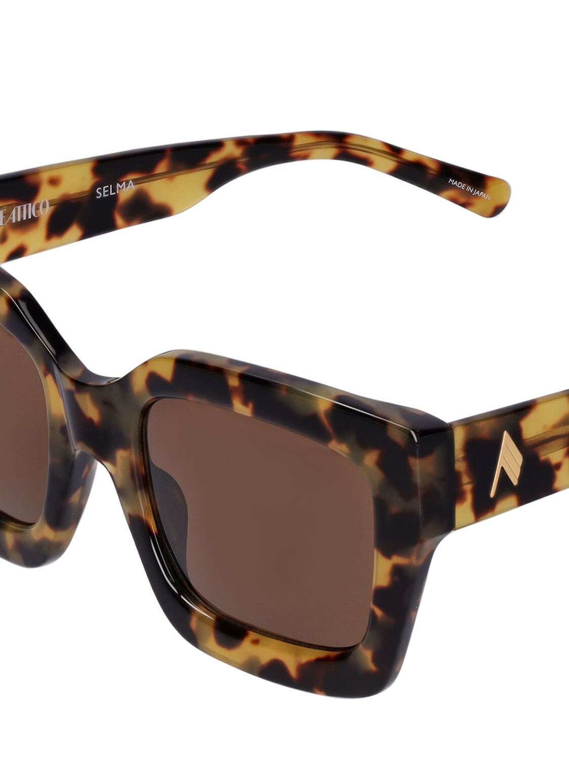 Shop Attico Selma Squared Acetate Sunglasses In T-shell,brown