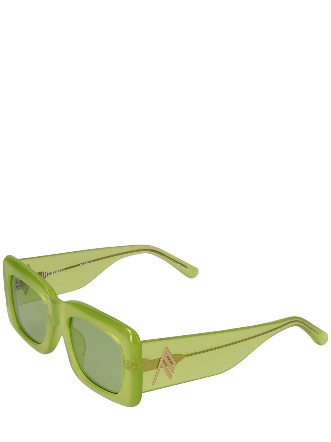 Shop Attico Marfa Squared Acetate Sunglasses In Green