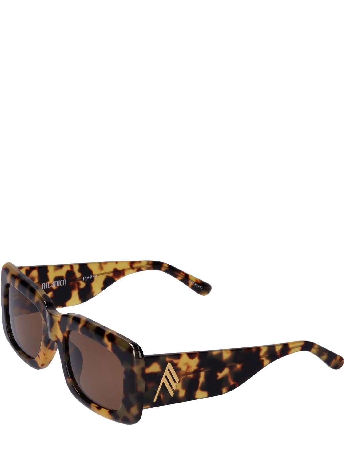 Shop Attico Marfa Squared Acetate Sunglasses In T-shell,brown