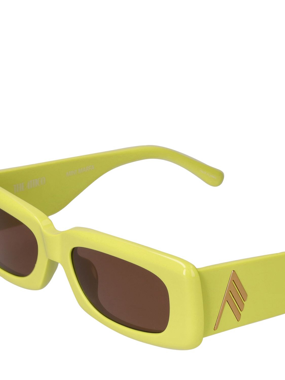 Shop Attico Mini Marfa Squared Acetate Sunglasses In Lemon,brown