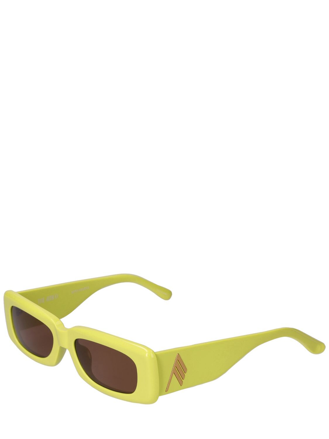 Shop Attico Mini Marfa Squared Acetate Sunglasses In Lemon,brown