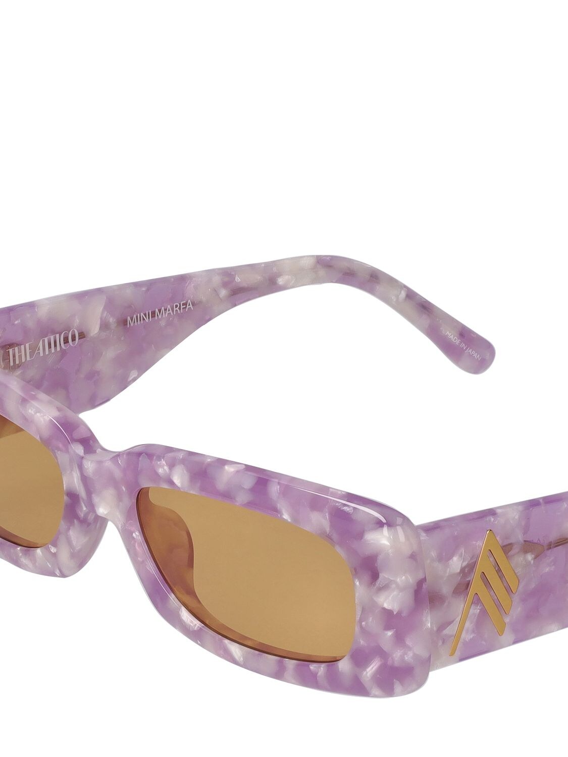 Shop Attico Mini Marfa Squared Acetate Sunglasses In Marble,yellow
