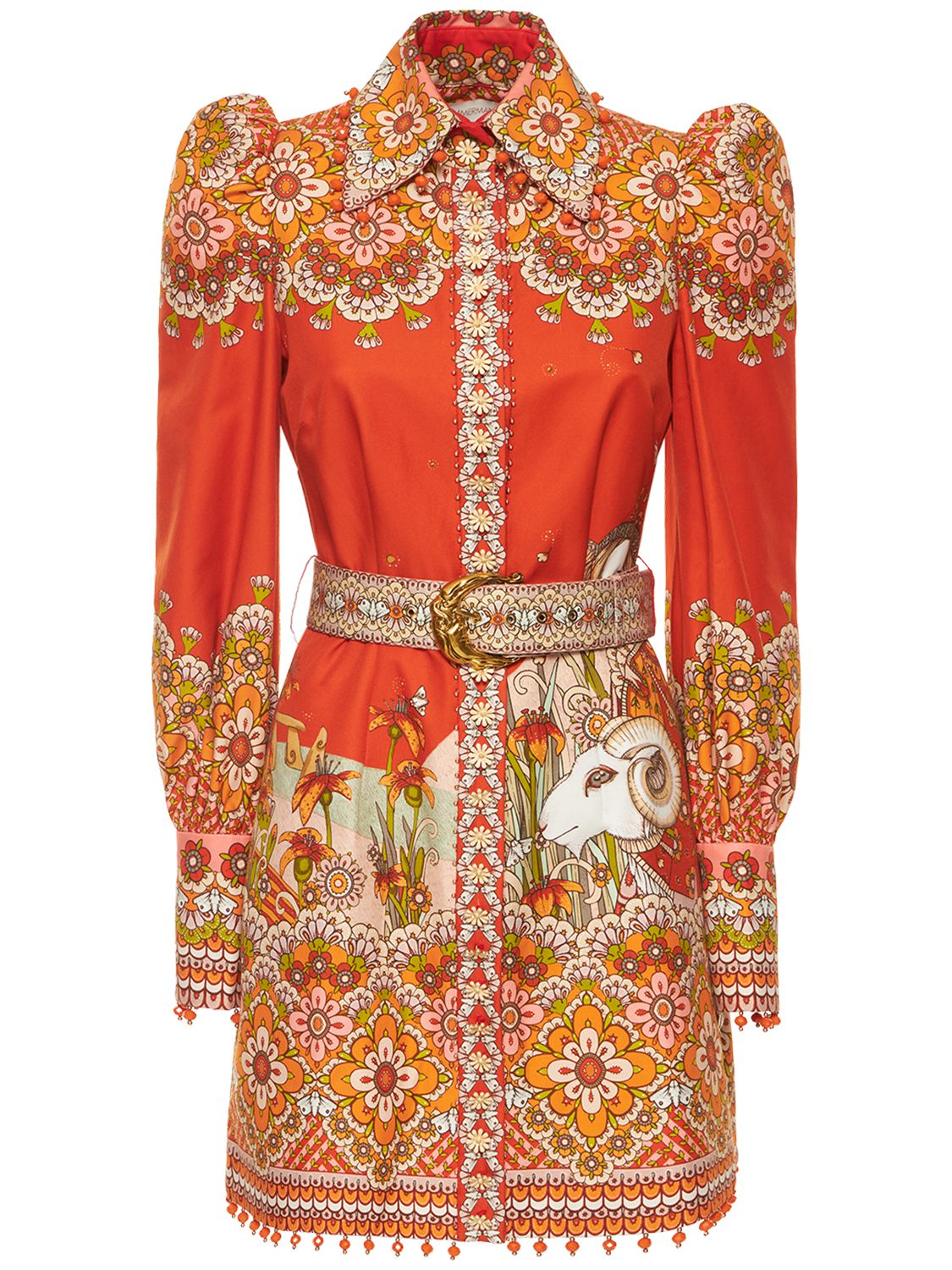 Zimmermann Kaleidoscope Aries Printed Cotton-blend Mini Dress In Orange | ModeSens