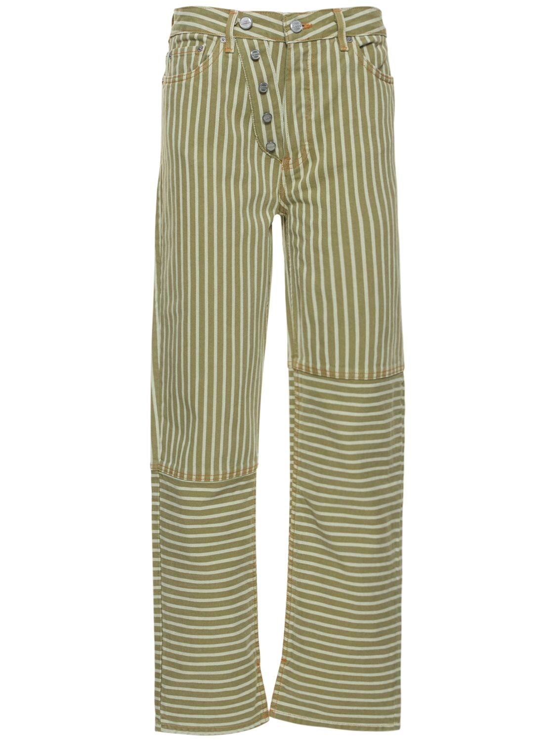 Striped Denim Cutline Jeans