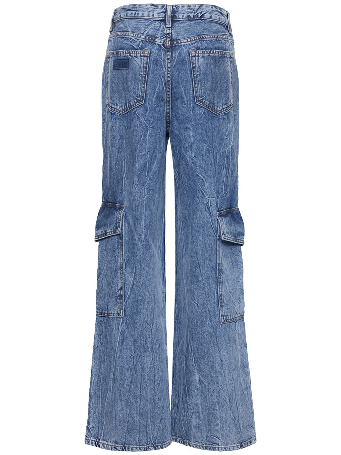 Ganni Blue Angi Wide-leg Cargo Jeans | ModeSens