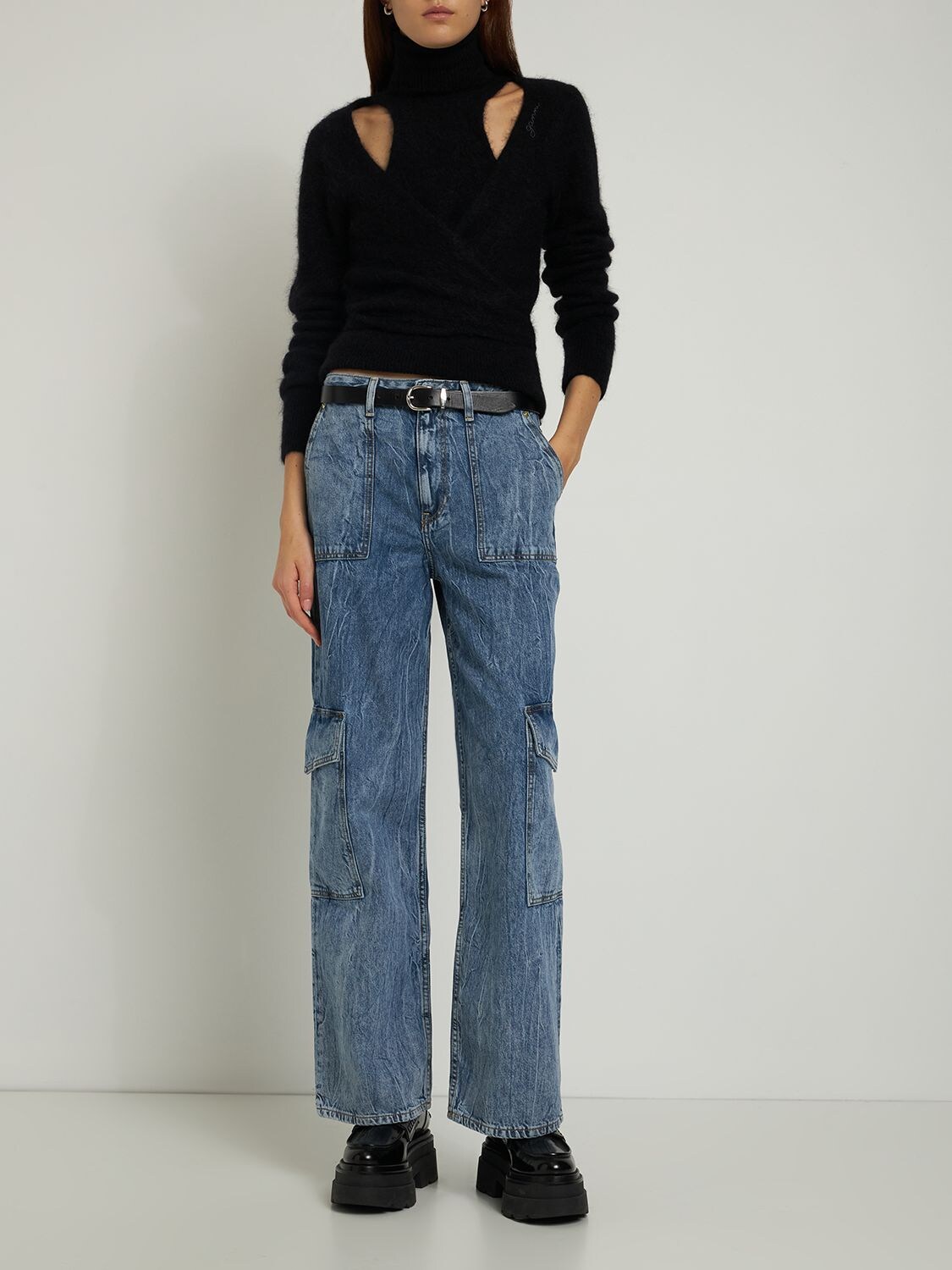 GANNI Angi Crinkle Denim Jeans