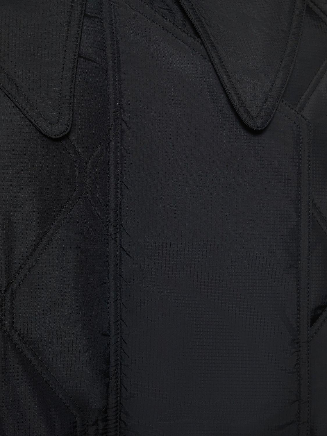 Ganni Quilted Recycled Ripstop Maxi Coat In Black