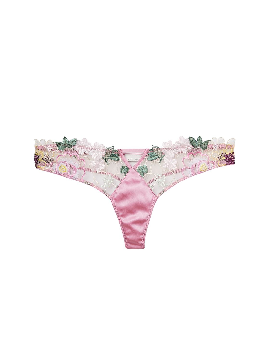 FLEUR DU MAL JARDIN EMBROIDERED THONG