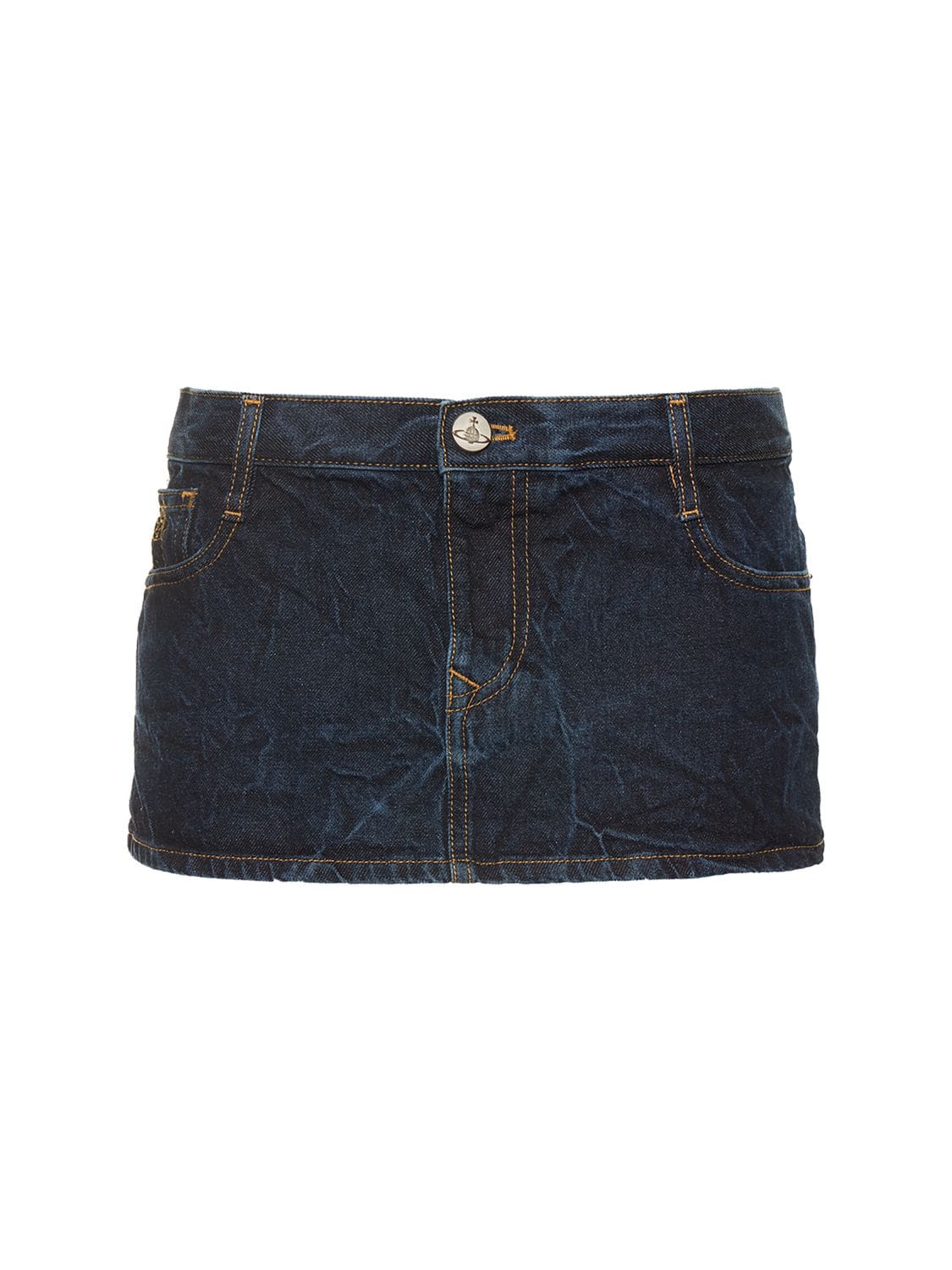 Vivienne Westwood - Cotton denim mini skirt w/ logo - | Luisaviaroma