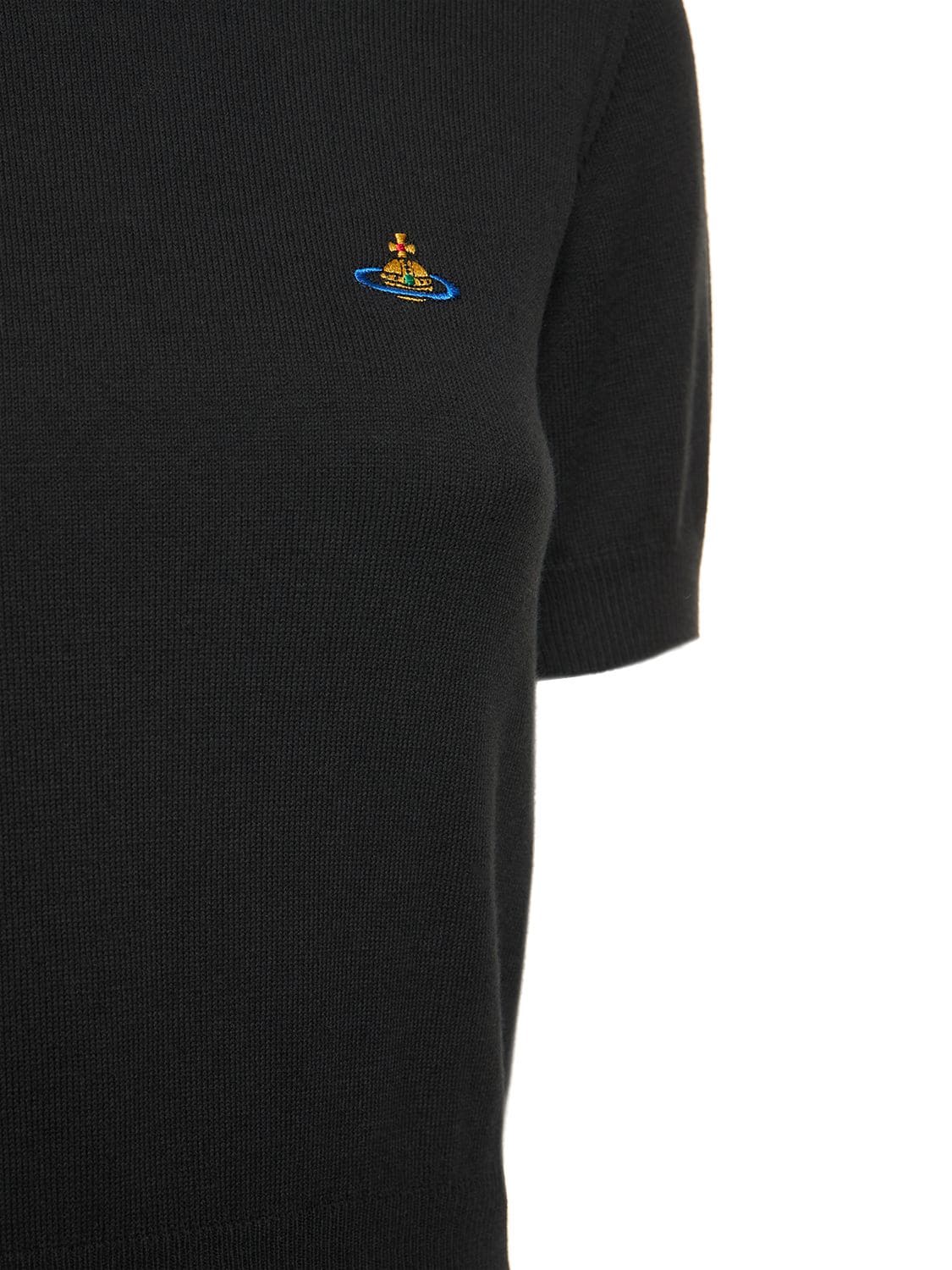 Shop Vivienne Westwood Bea Cotton & Cashmere Logo Knit Top In Black