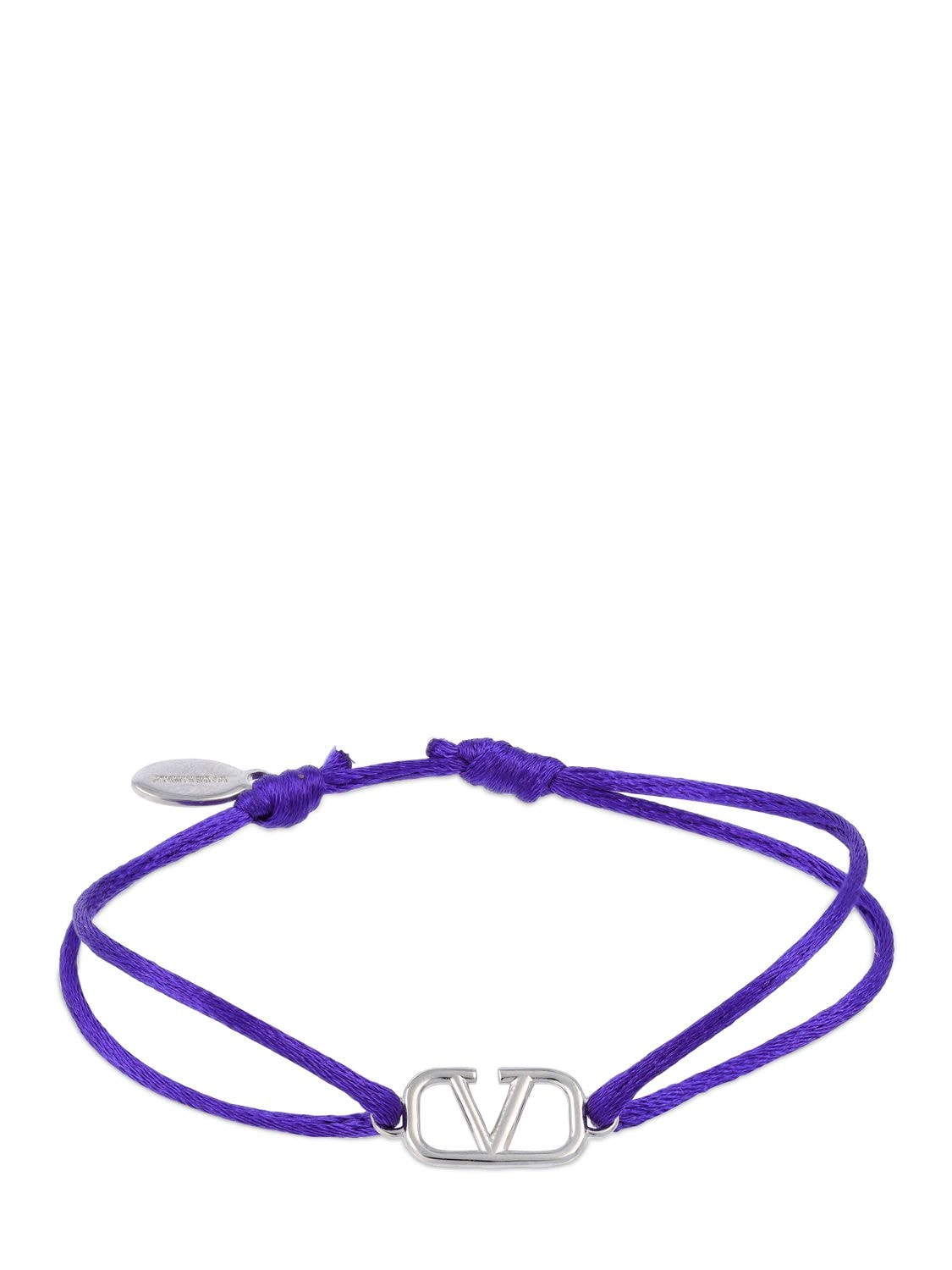 Valentino Garavani V Logo Signature Adjustable Bracelet In Violet