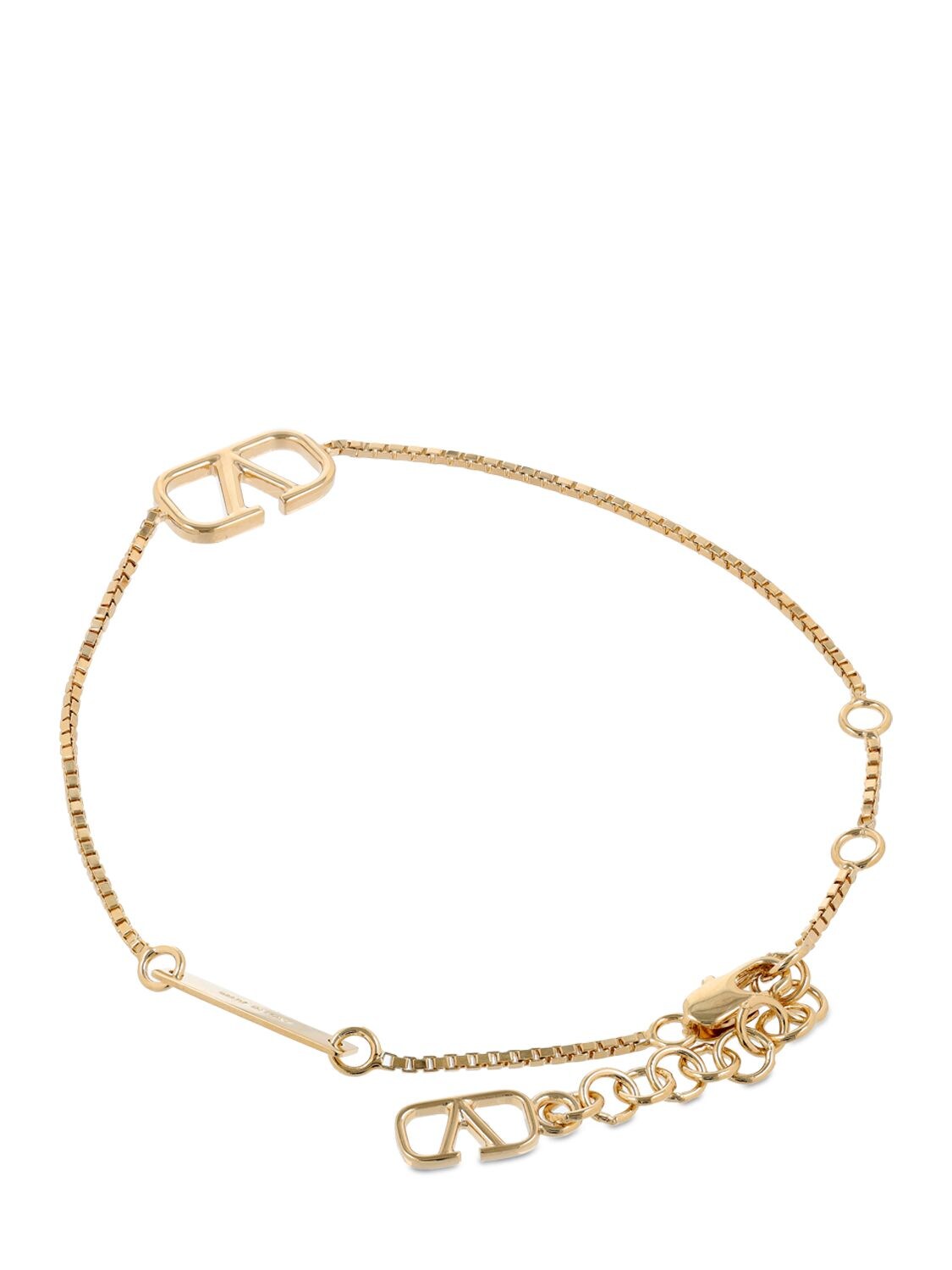 Shop Valentino V Logo Chain Bracelet In Gold