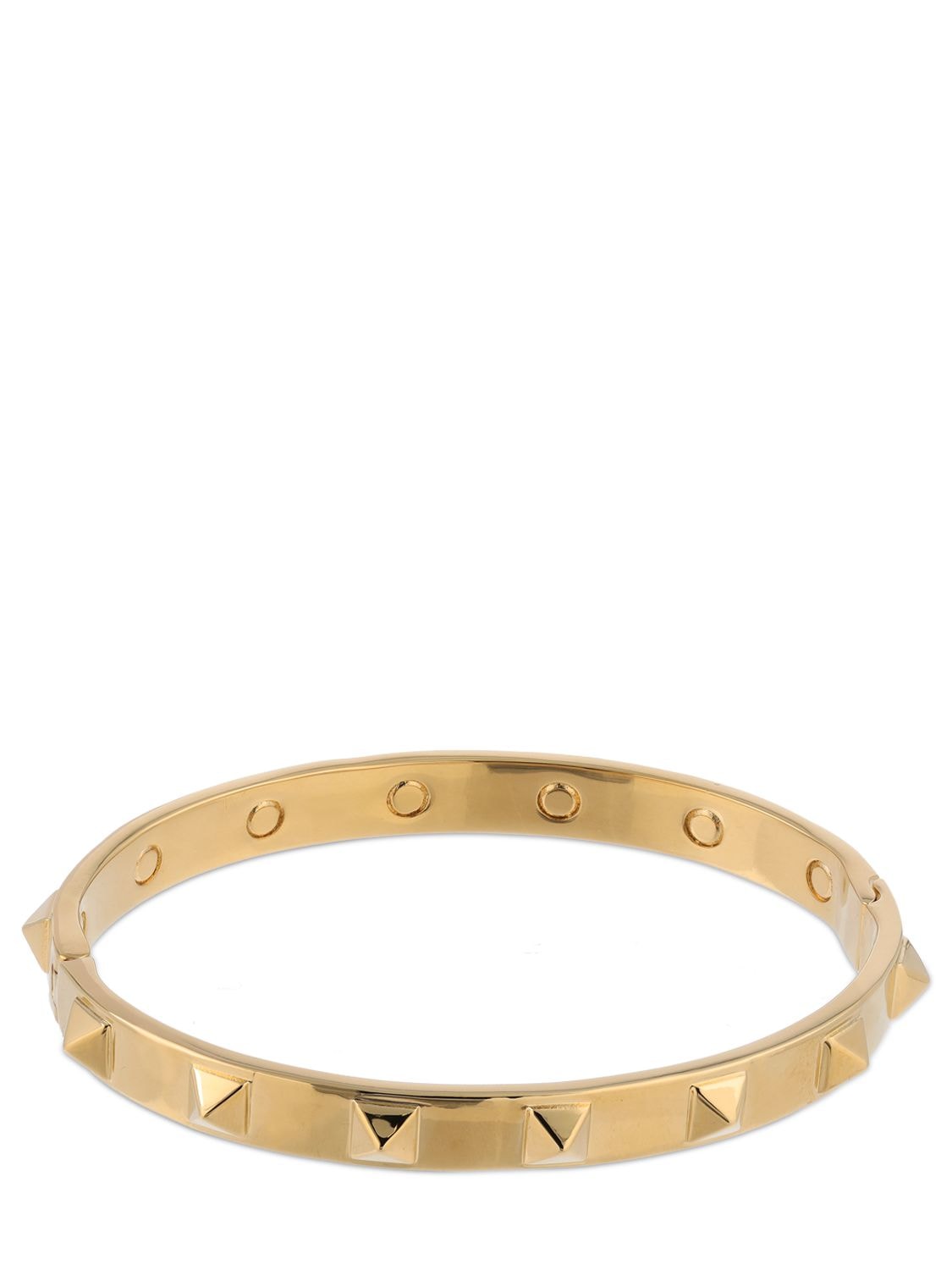 Shop Valentino 5mm Rockstud Bangle Bracelet In Gold