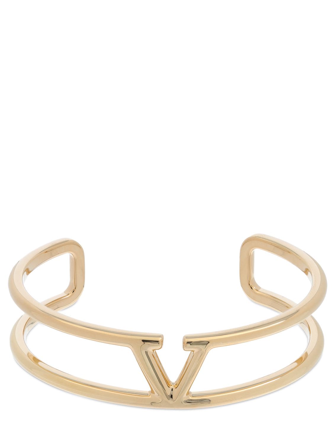 Valentino Garavani V Logo Empty Cuff Bracelet In Gold
