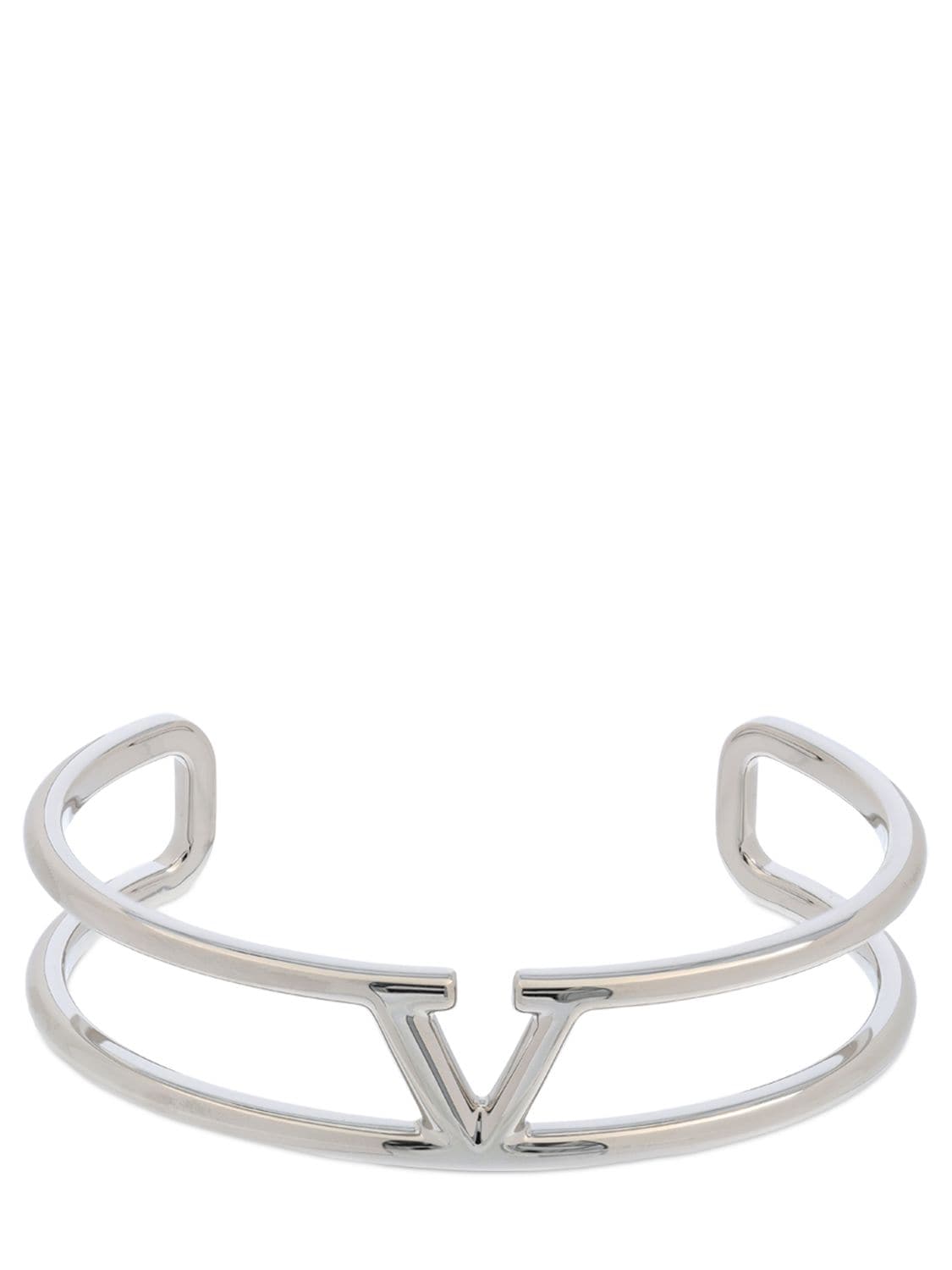 Valentino Garavani V Logo Empty Cuff Bracelet In Silver