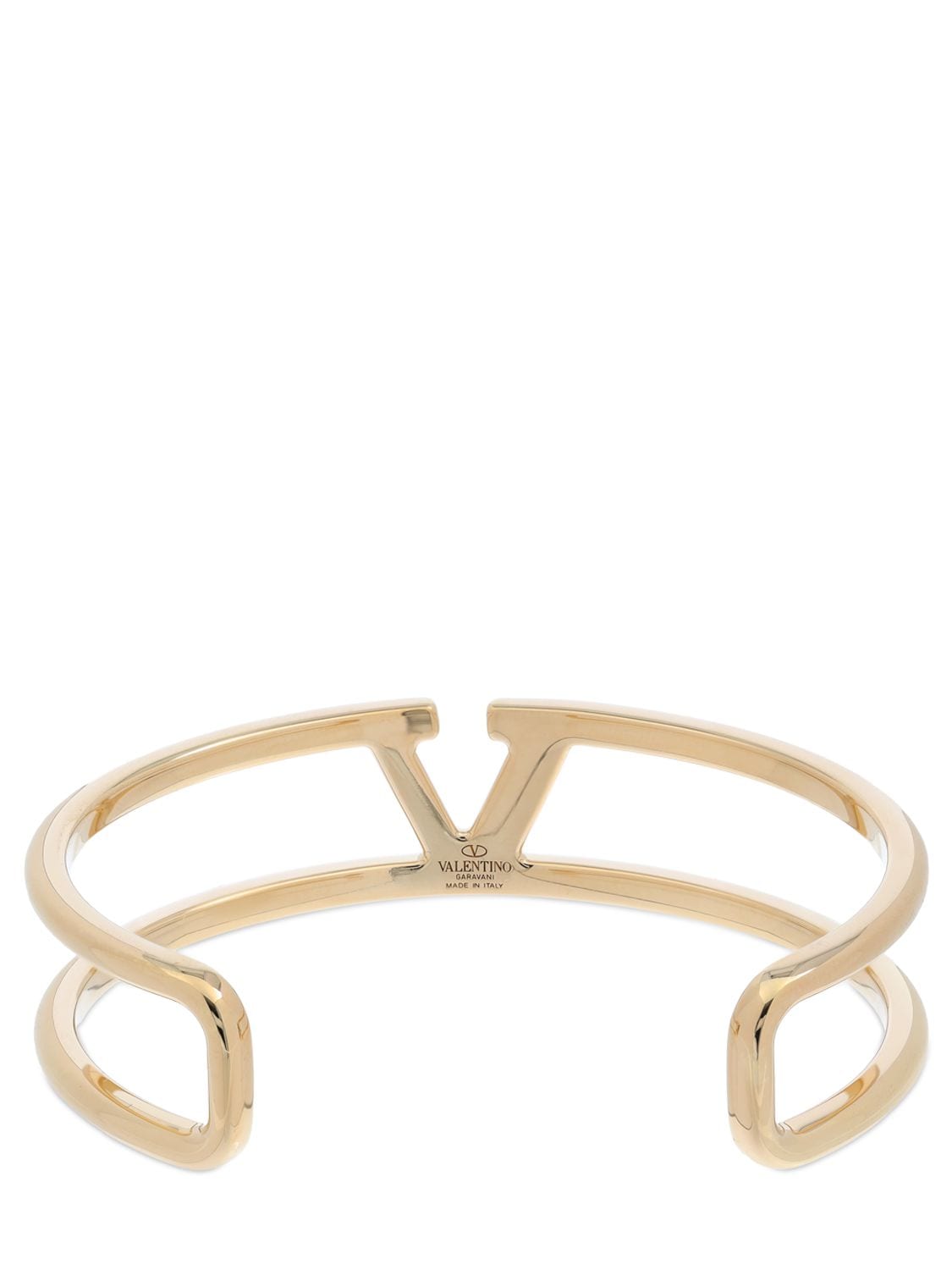 Shop Valentino V Logo Empty Cuff Bracelet In Gold