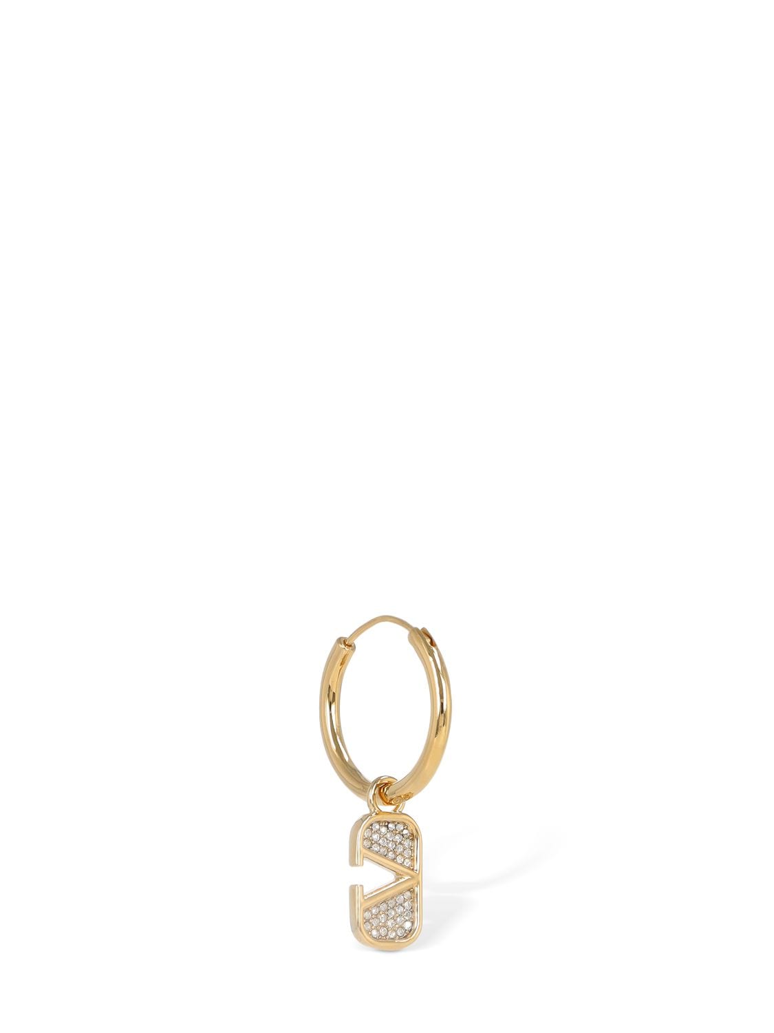 Shop Valentino Crystal V Logo Signature Mono Earring In Gold,crystal