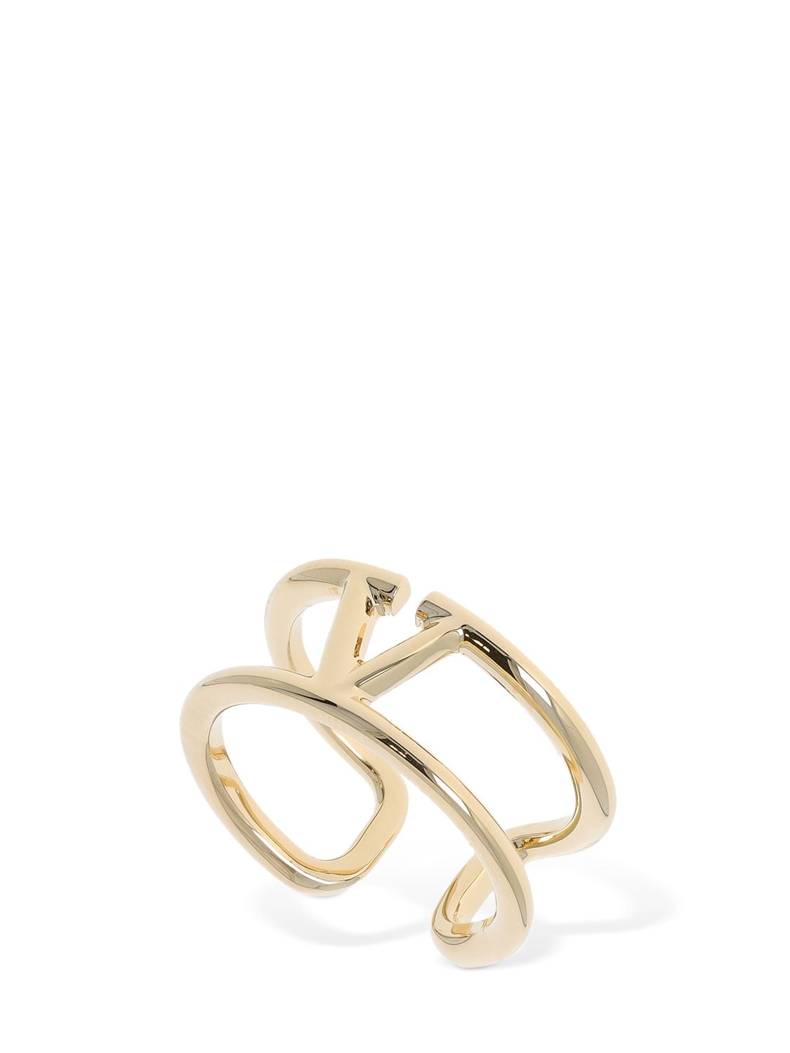 Shop Valentino V Logo Band Ring In Gold