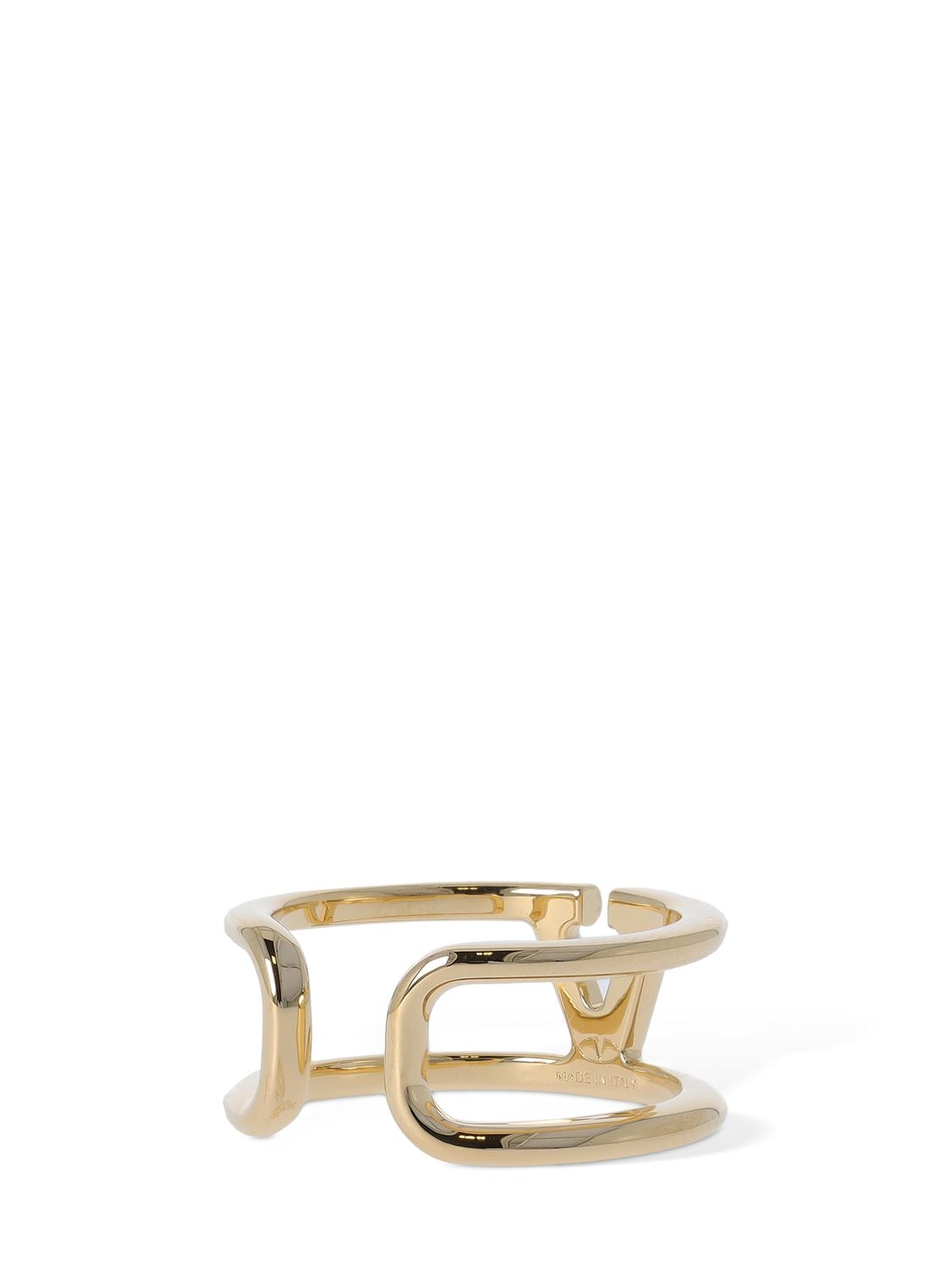 Shop Valentino V Logo Band Ring In Gold
