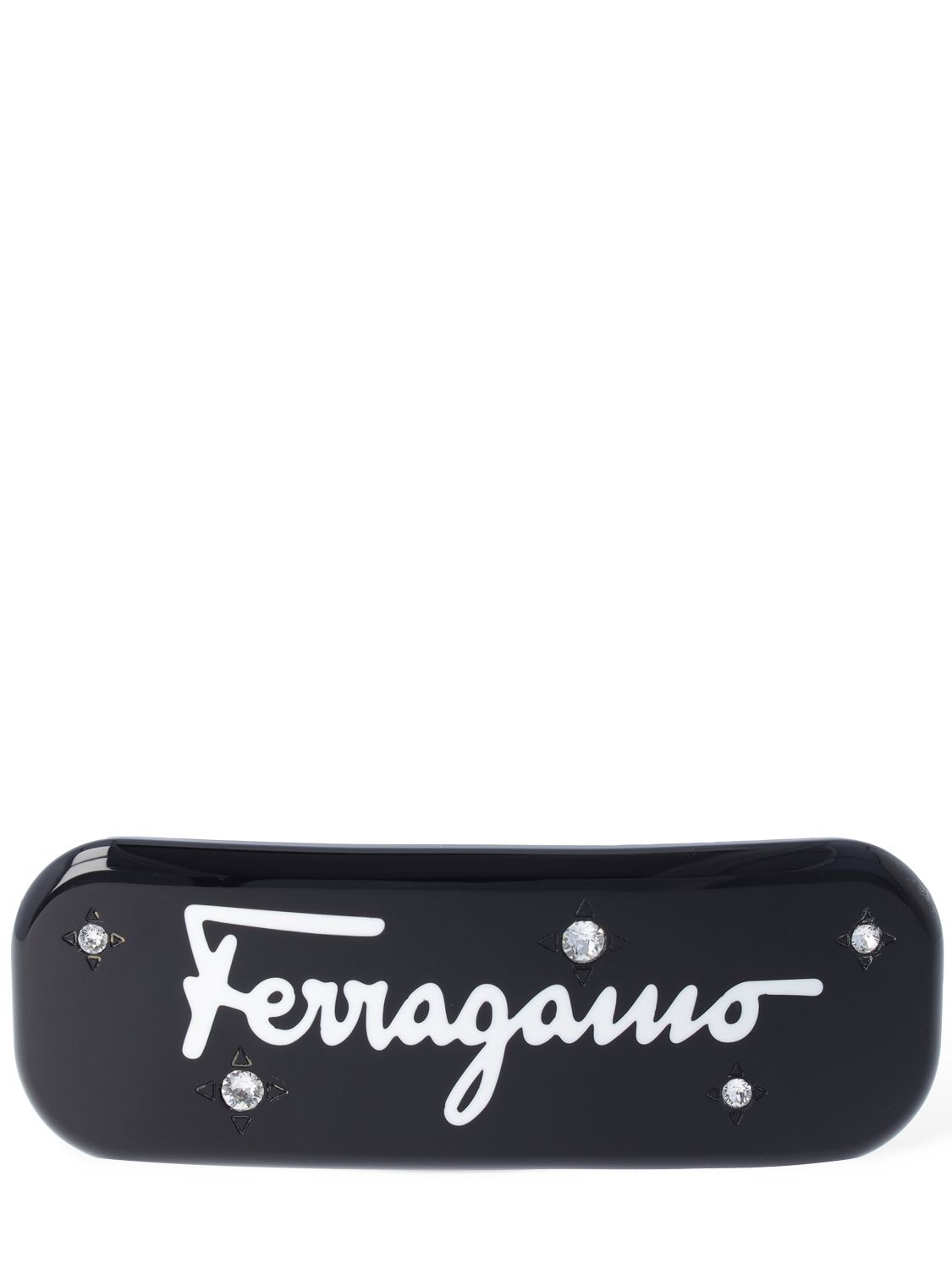 Ferragamo Crystal-embellished Logo Hair Clip In Black