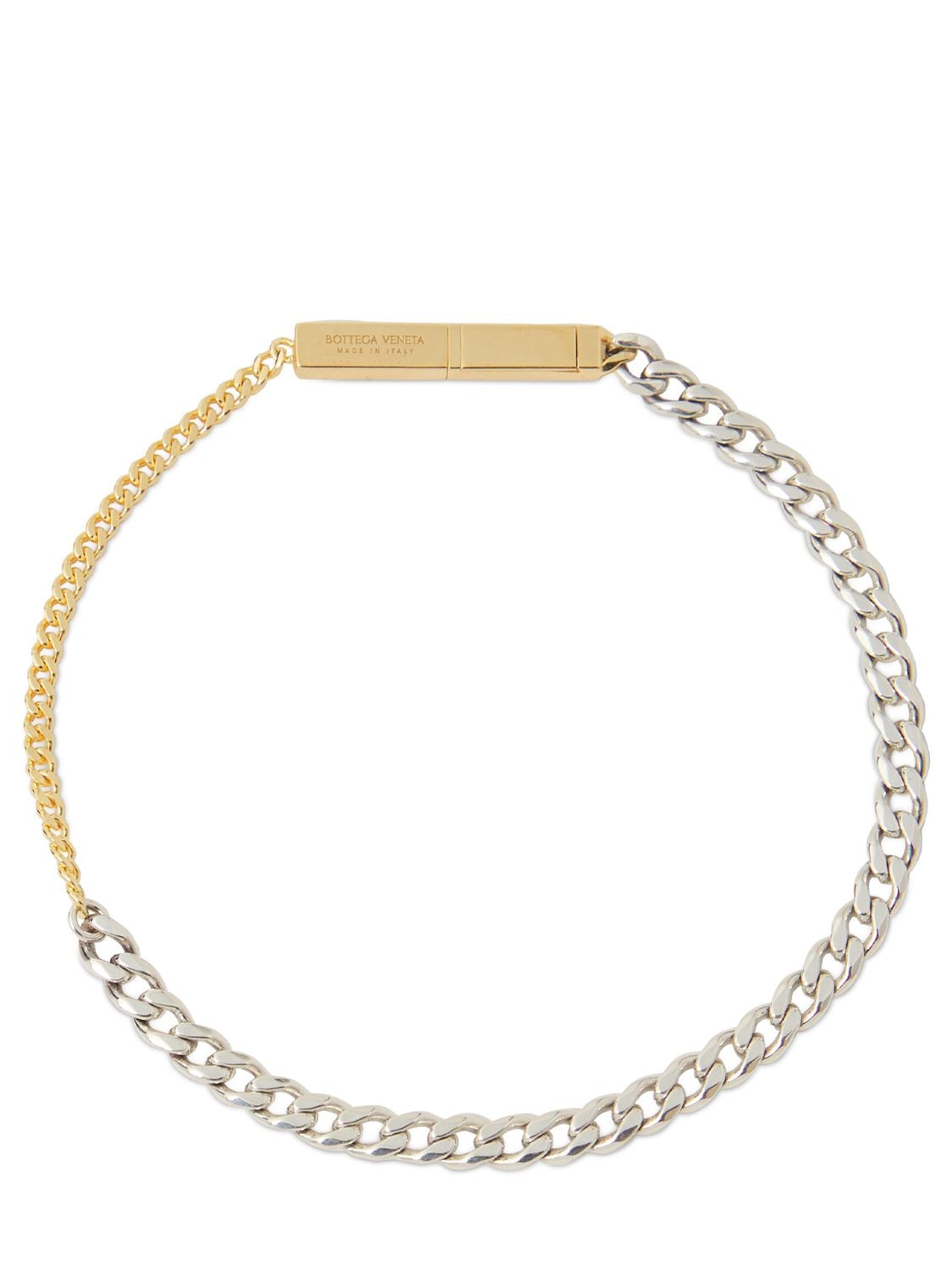 Bottega Veneta Two Tone Braided & Chain Bracelet In Gold,silver