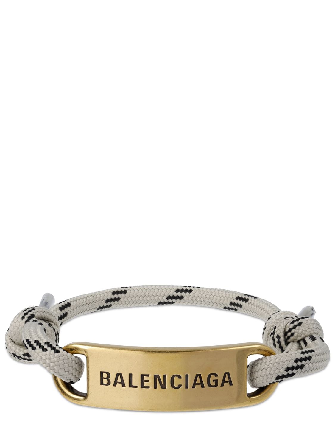 Shop Balenciaga Plate Bracelet In Beige,black