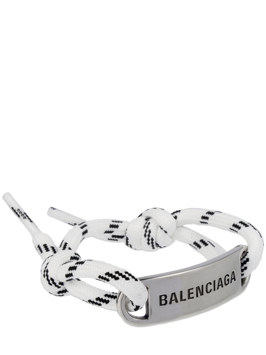 Shop Balenciaga Plate Bracelet In White,black
