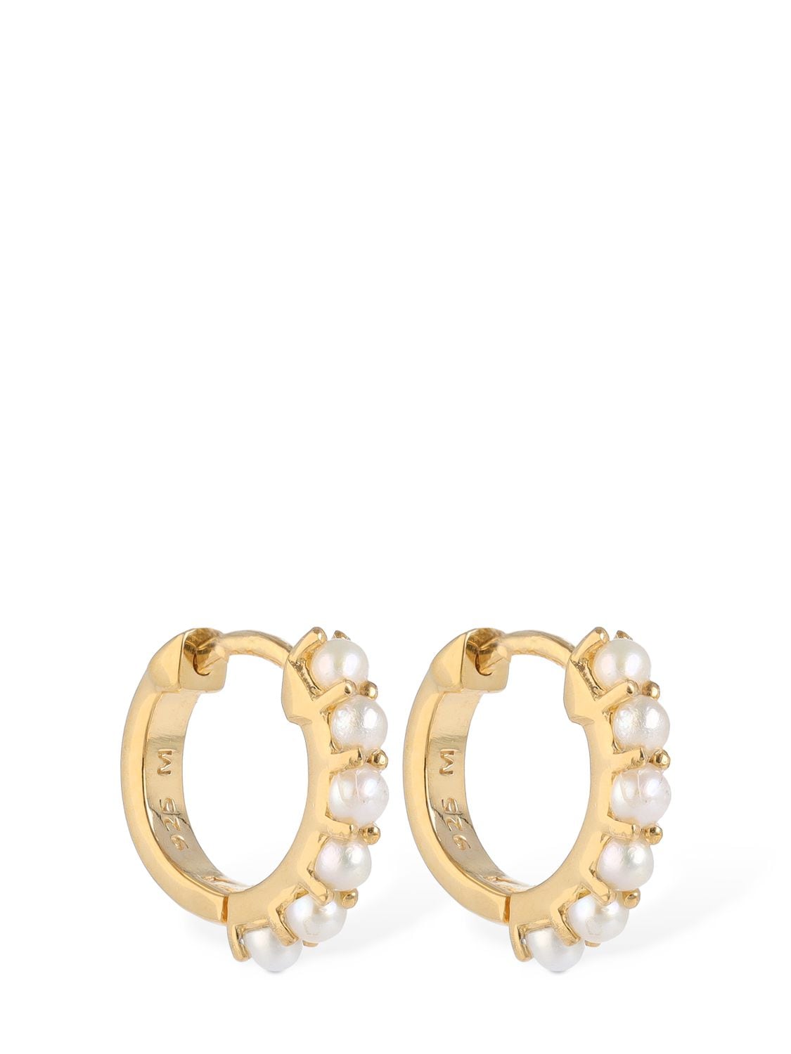 Image of Hinged Pearl Huggie Earrings