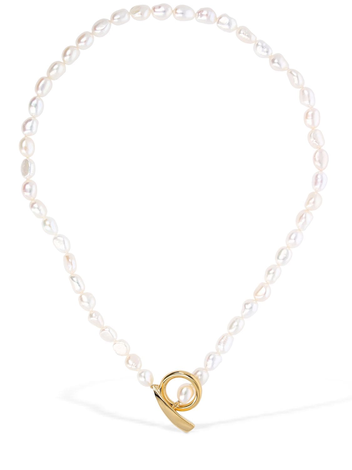 Image of Baroque Pearl Claw T-bar Necklace