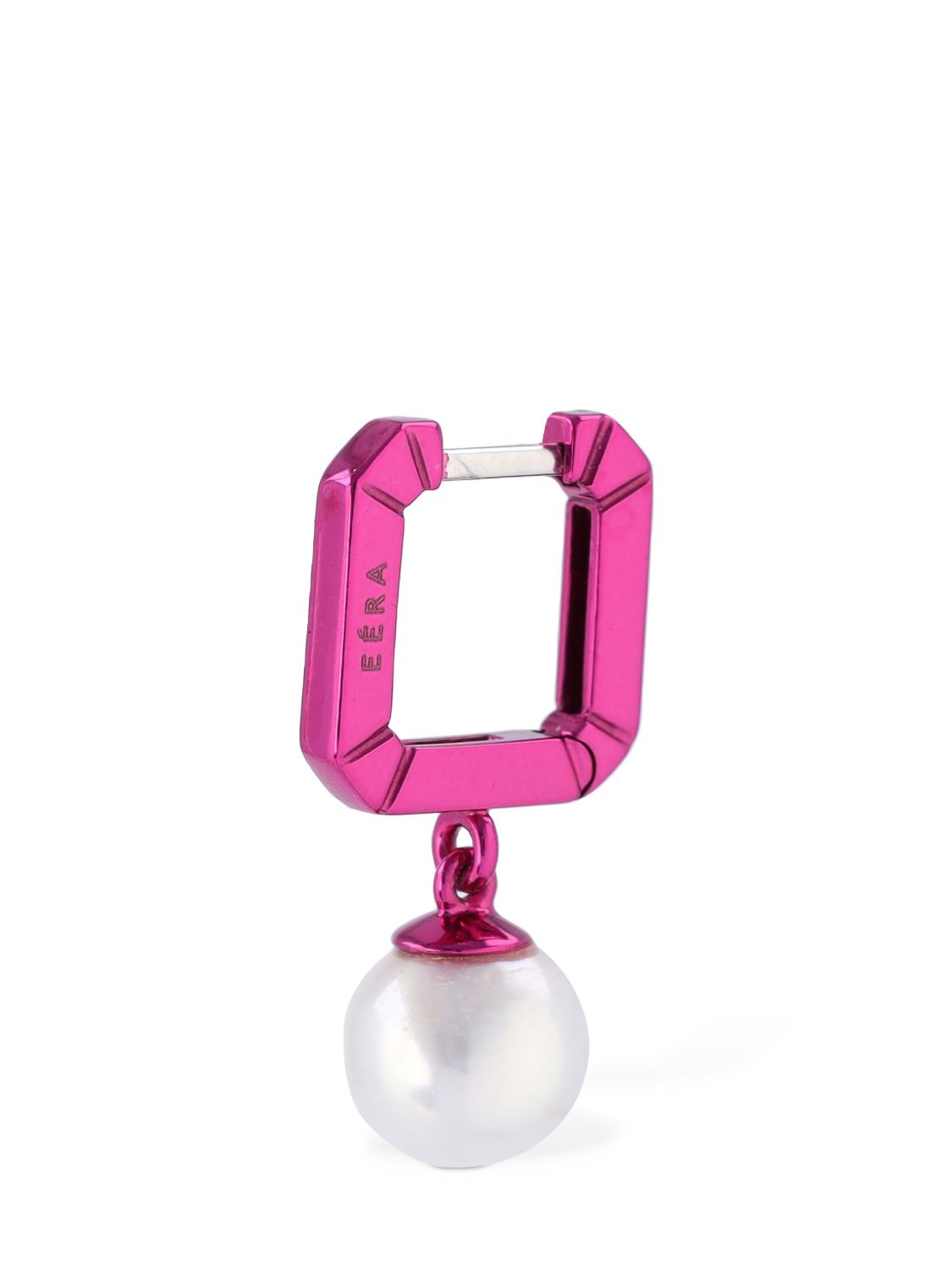 Shop Eéra 18kt Mini Pearl Mono Earring In Fuchsia,pearl