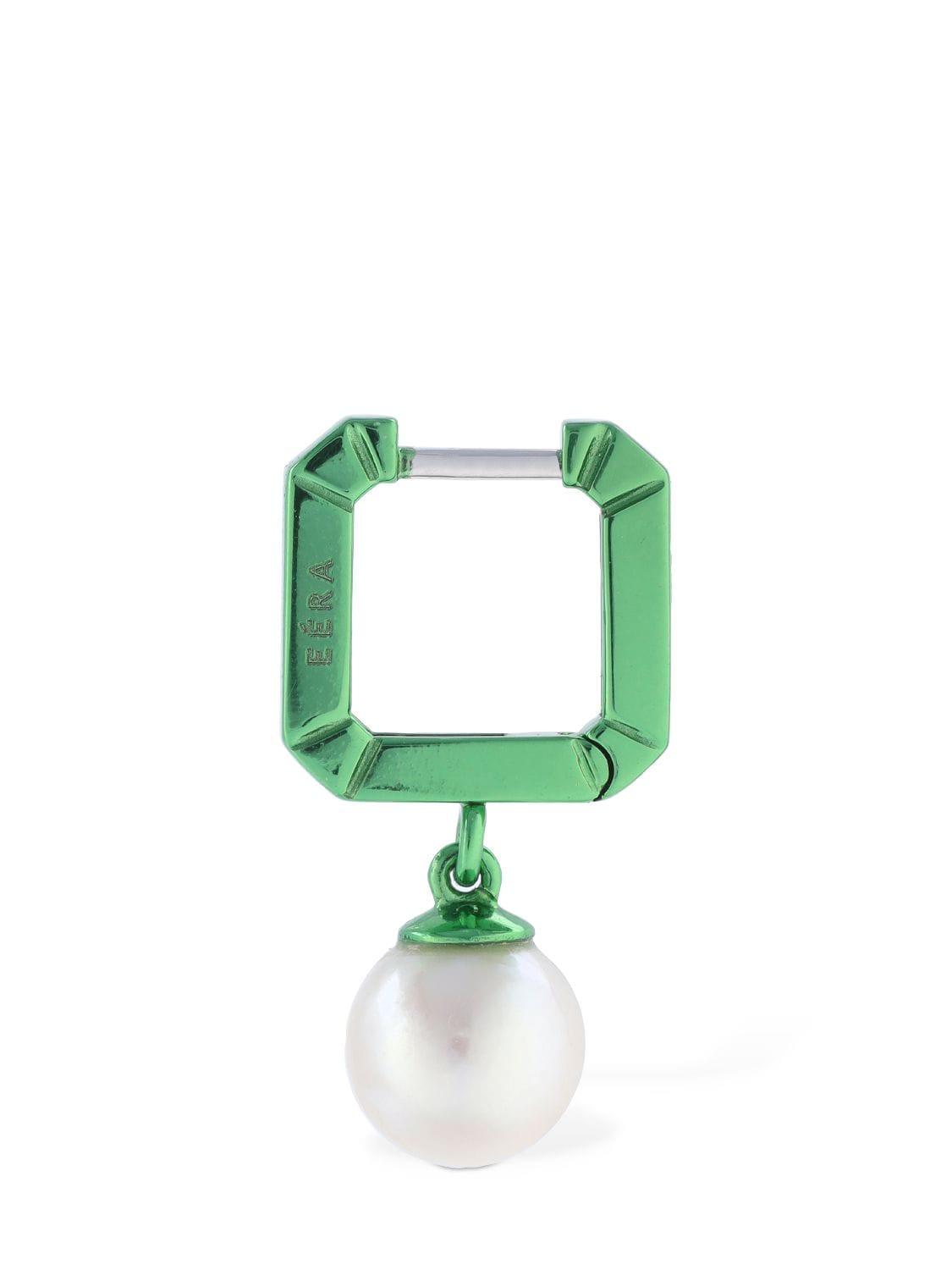 Shop Eéra 18kt Mini Pearl Mono Earring In Green,pearl