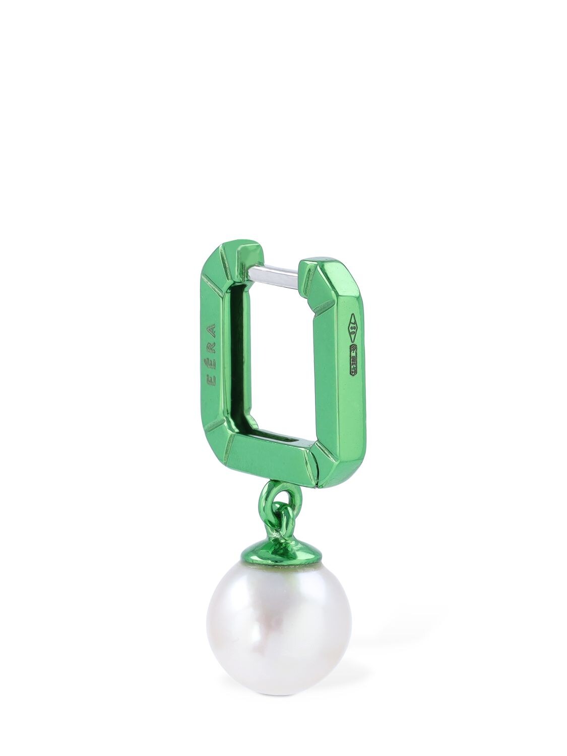 Shop Eéra 18kt Mini Pearl Mono Earring In Green,pearl