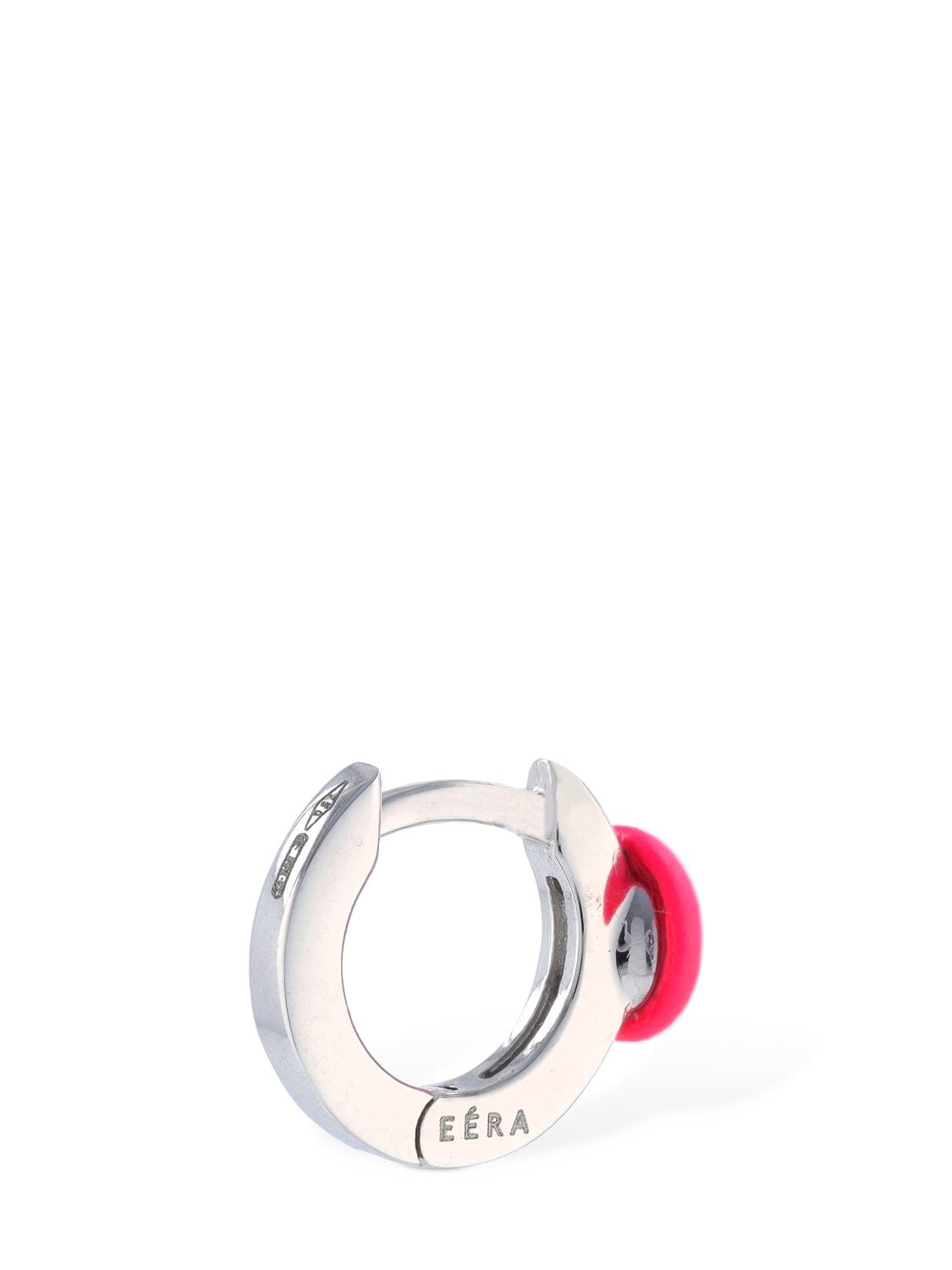 Shop Eéra 18kt Mini Roma Mono Earring In Silver,fuchsia
