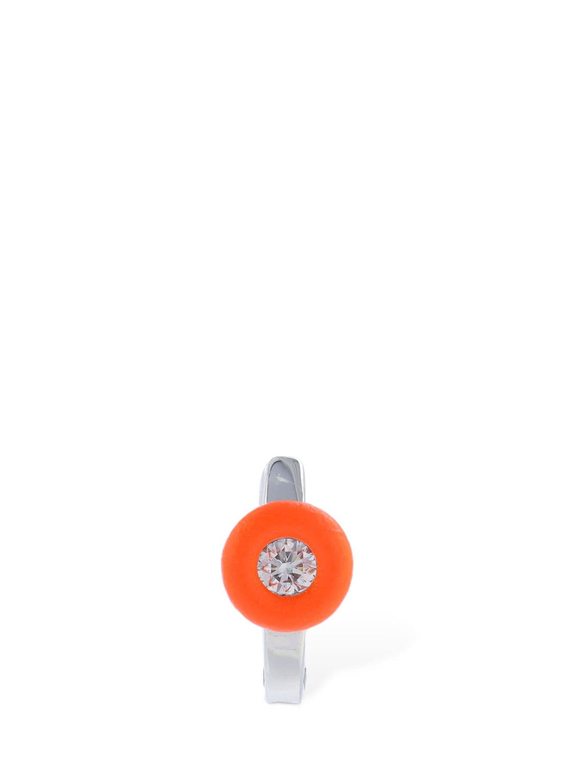 Shop Eéra 18kt Mini Roma Mono Earring In Silver,orange