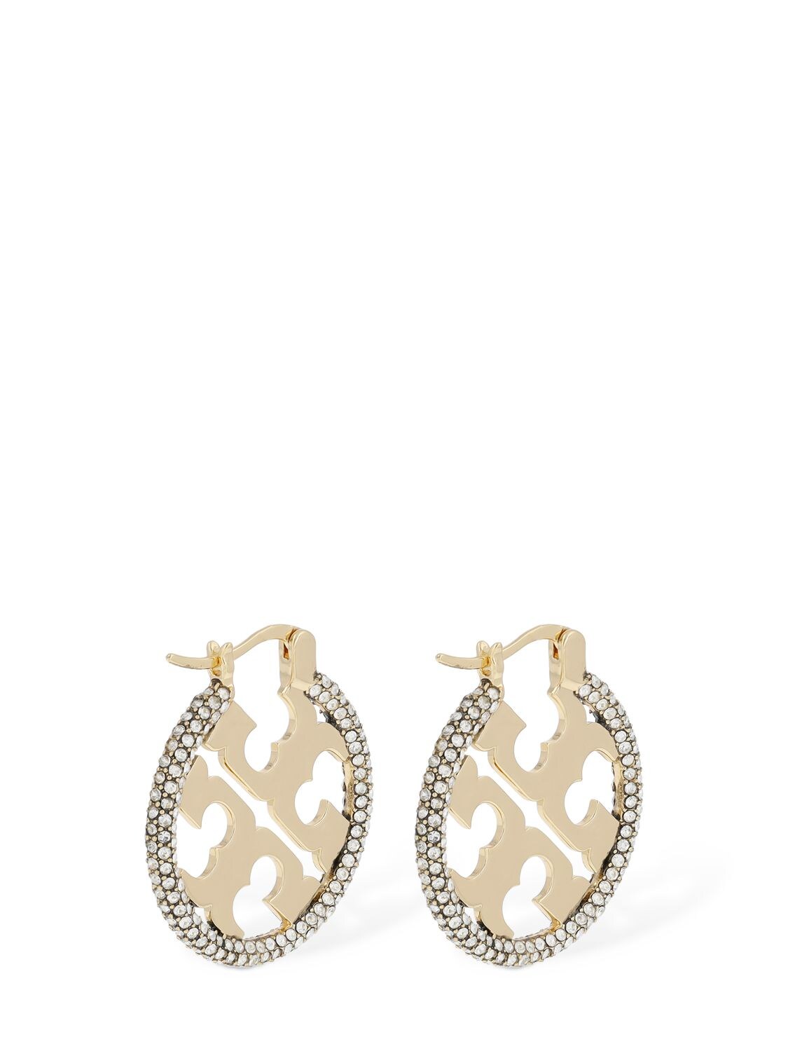 TORY BURCH MILLER PAVÉ HOOP EARRINGS 