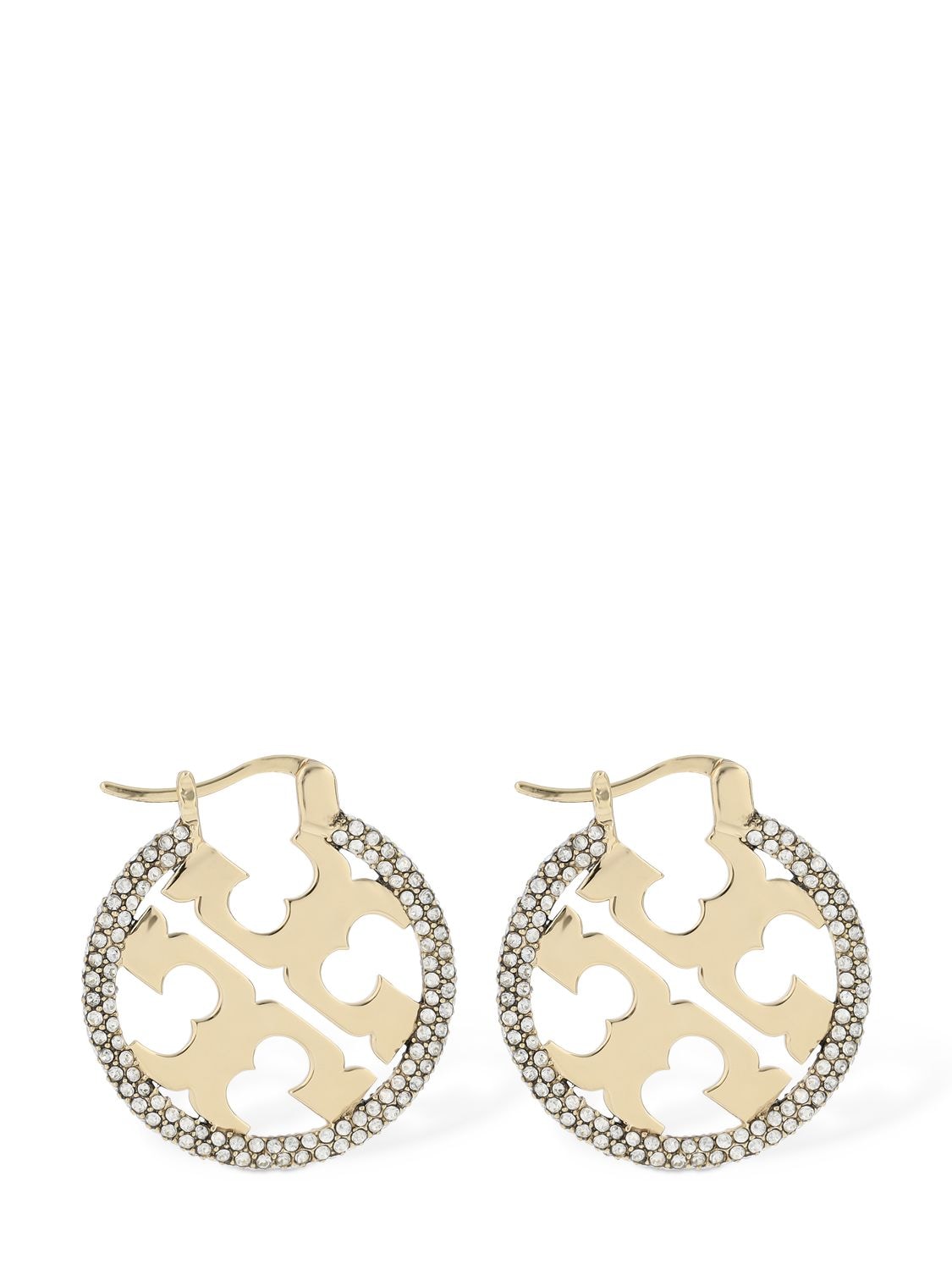 TORY BURCH MILLER PAVÉ HOOP EARRINGS 