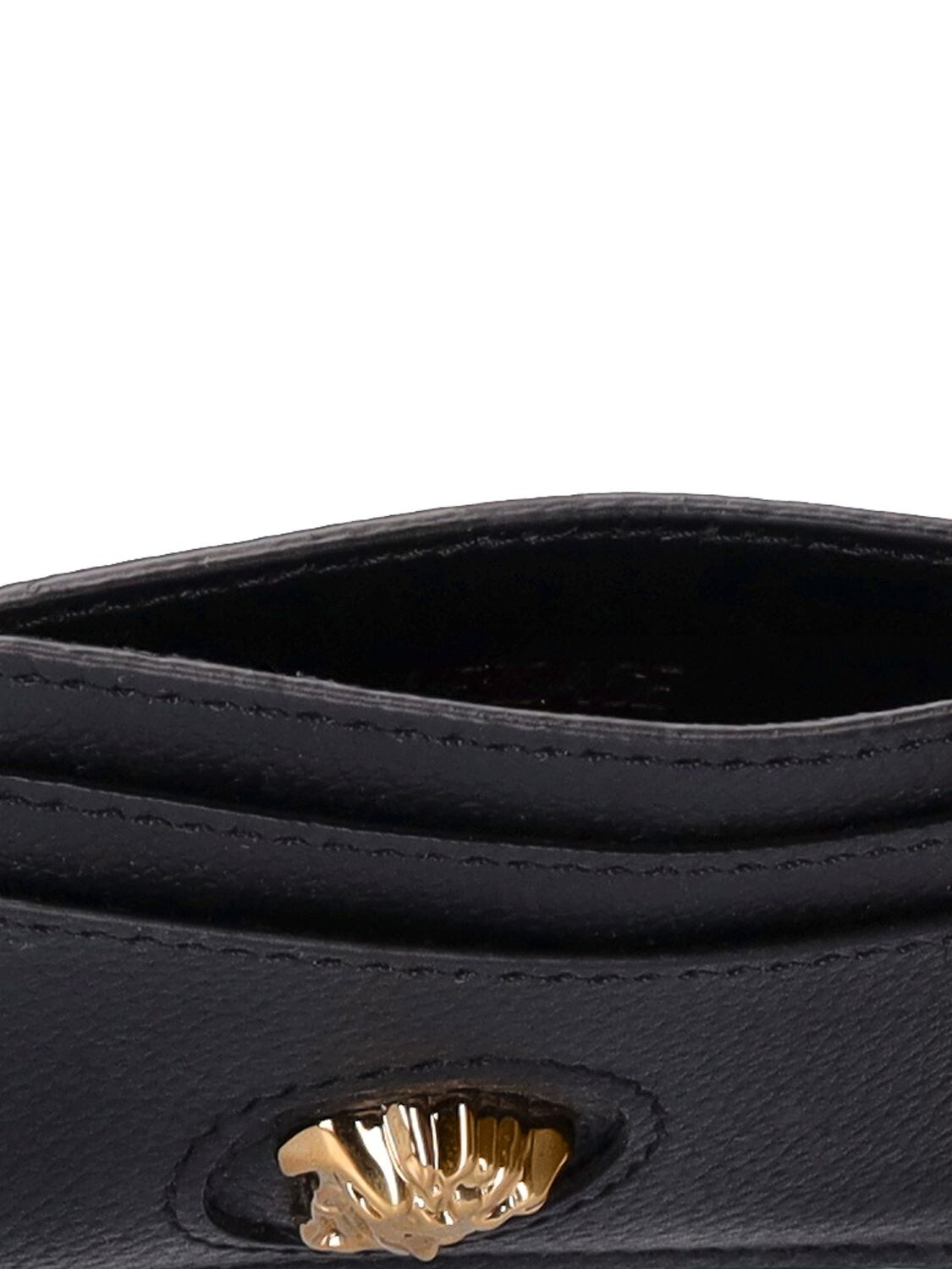 Shop Versace Medusa Leather Card Holder In Black