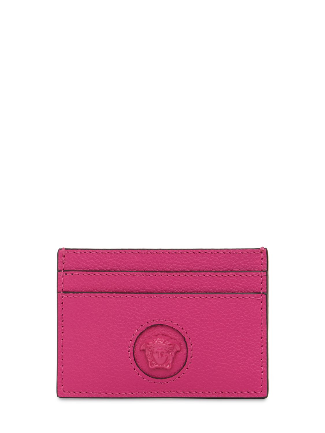 Versace La Medusa Leather Card Holder In Fuchsia ModeSens