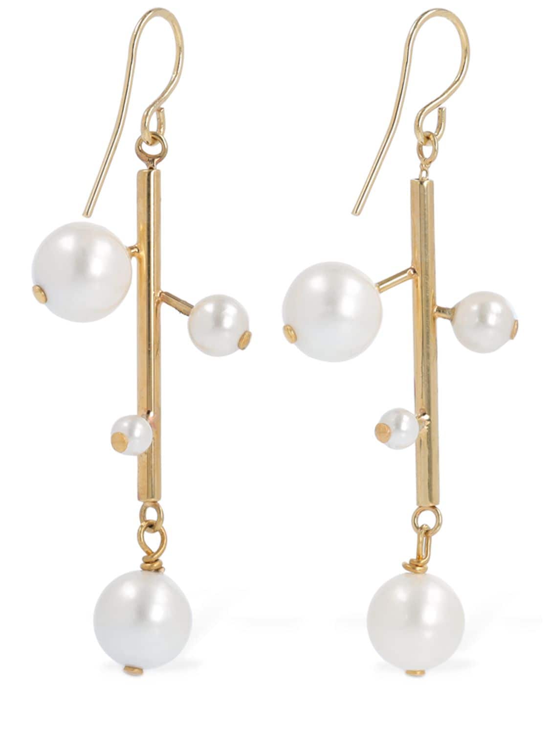 Shop Jil Sander Blossom 4 Pearl Earrings In Gold,pearl