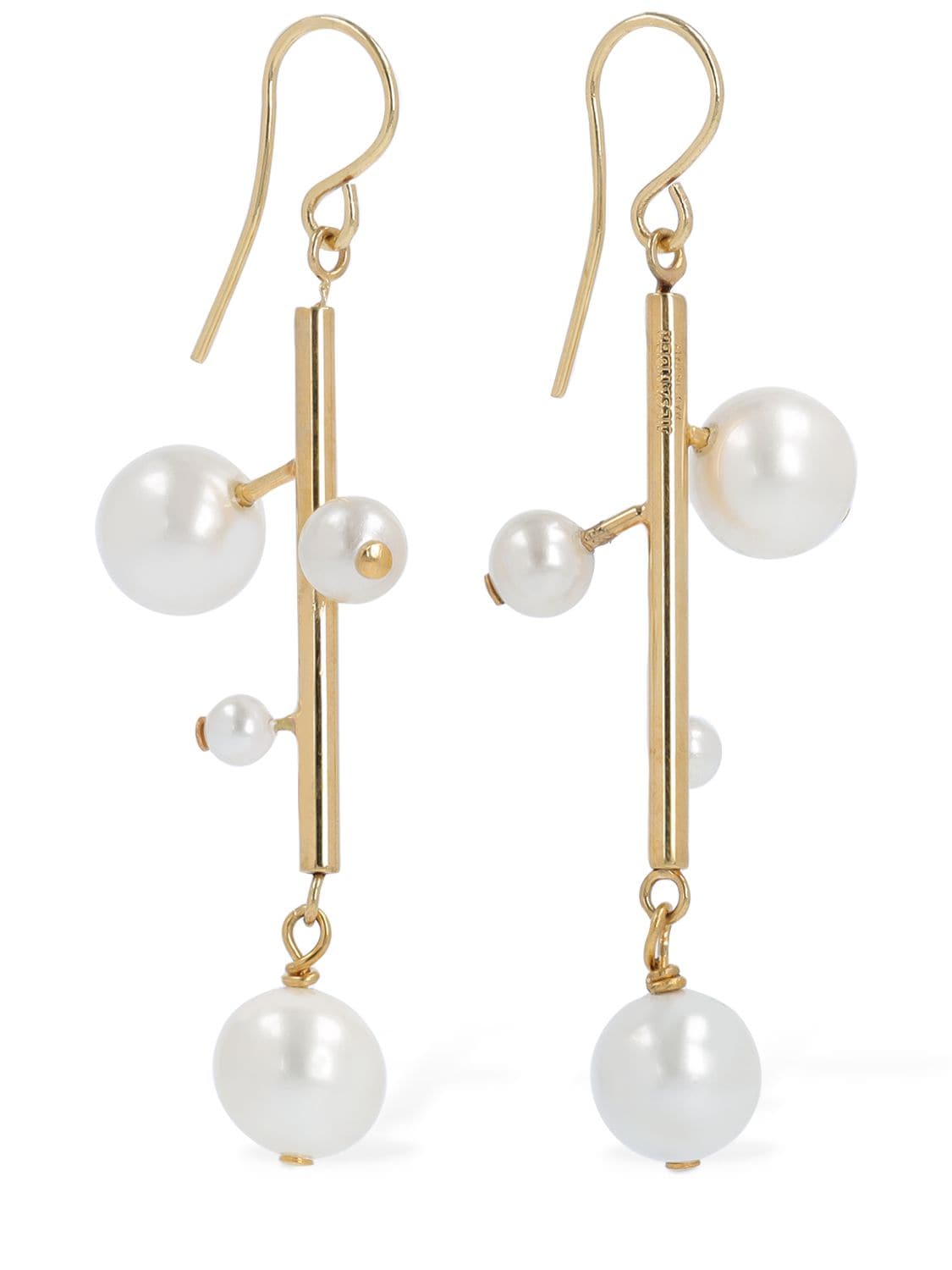 Shop Jil Sander Blossom 4 Pearl Earrings In Gold,pearl