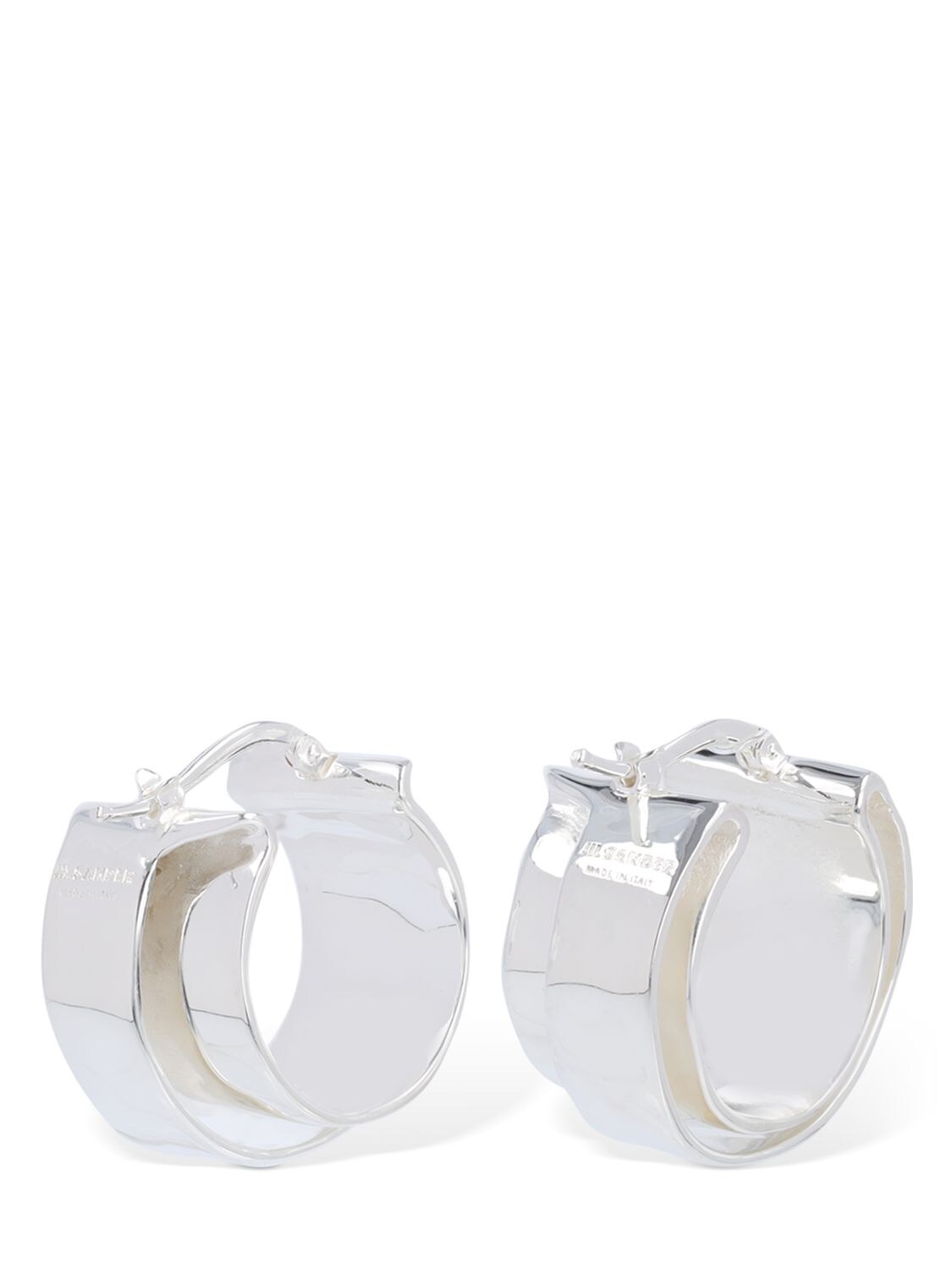 Shop Jil Sander Levels 5 Medium Hoop Earrings In Silver