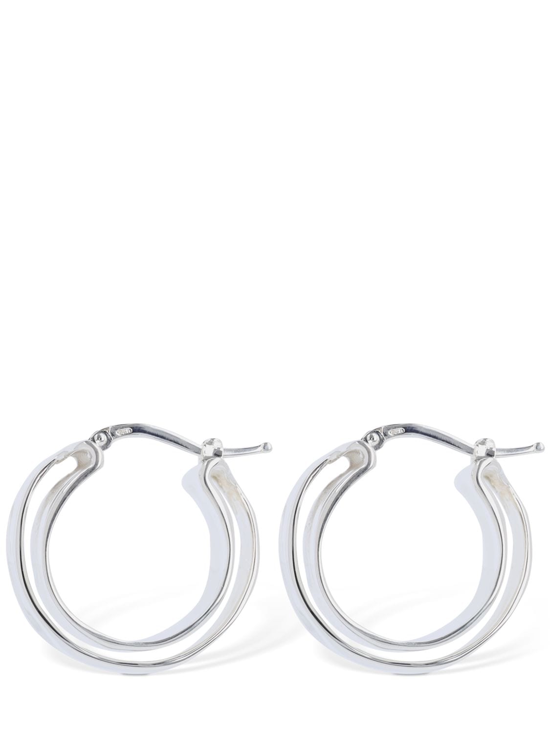 Shop Jil Sander Levels 5 Medium Hoop Earrings In Silver