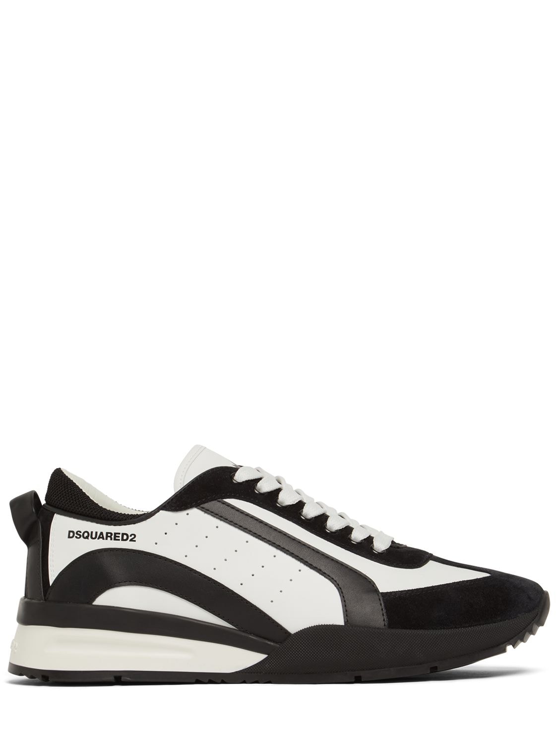 Dsquared2 Legend 551 Mix Leather Low Top Sneakers In White,black