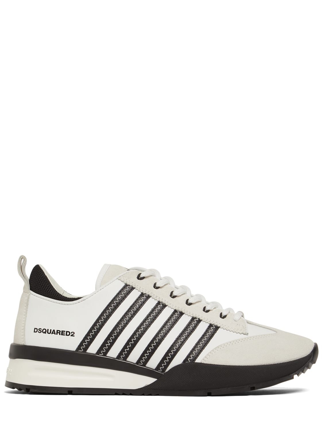 Dsquared2 Legend 251 Mix Leather Low Top Sneakers In White,black