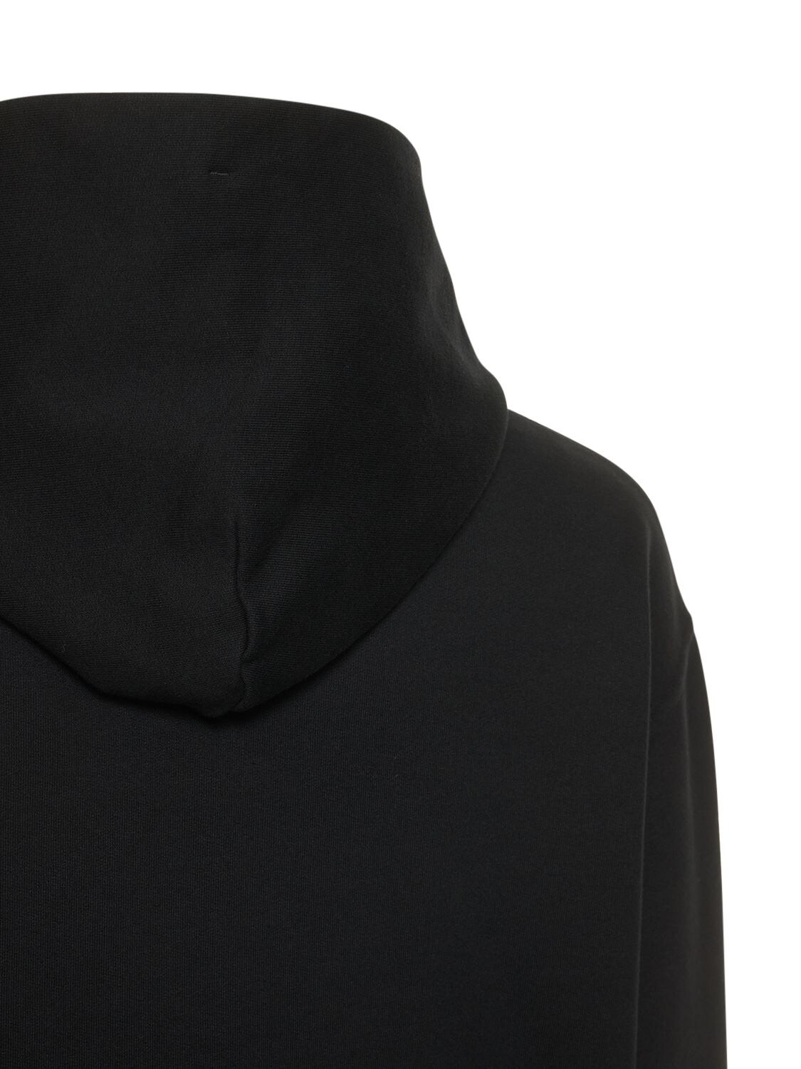 Shop Maison Margiela Upside Down Logo Jersey Hoodie In Black,white