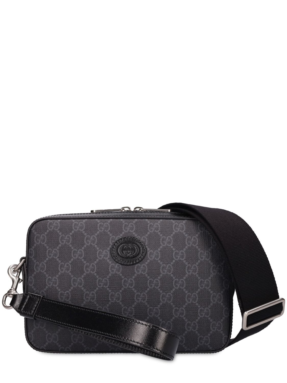 Gucci Canvas Messenger Bag In Black