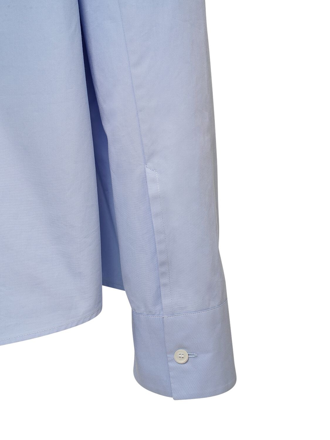 Shop Valentino Logo Embroidery Cotton Poplin Shirt In Light Blue