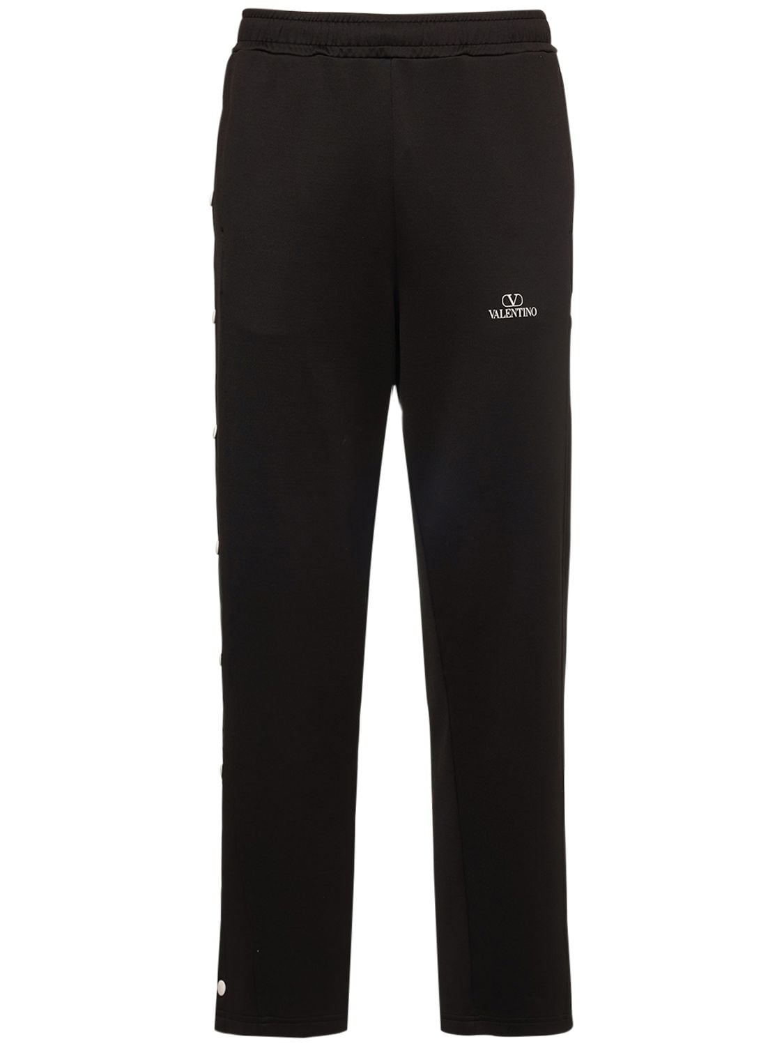 Valentino Logo Cotton Blend Jersey Sweatpants In Black,white